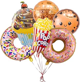 6 Pcs Christmas Chocolate Cookie Balloons/Snack Set- Cookie,Donut,Popcor...