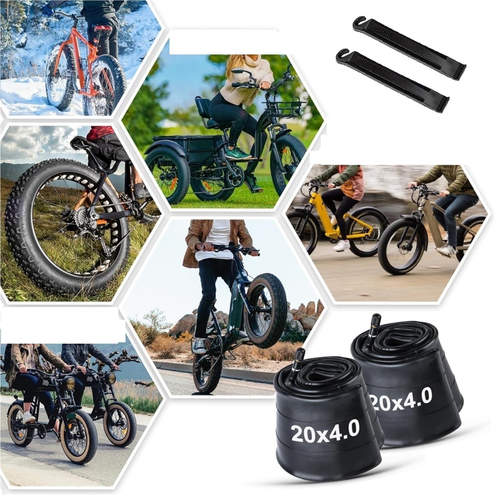 Camere d'Aria for Fat Bike 20x4.0, Confezione da 2, Gomma Butilica, Valvola Schrader da 32 Mm