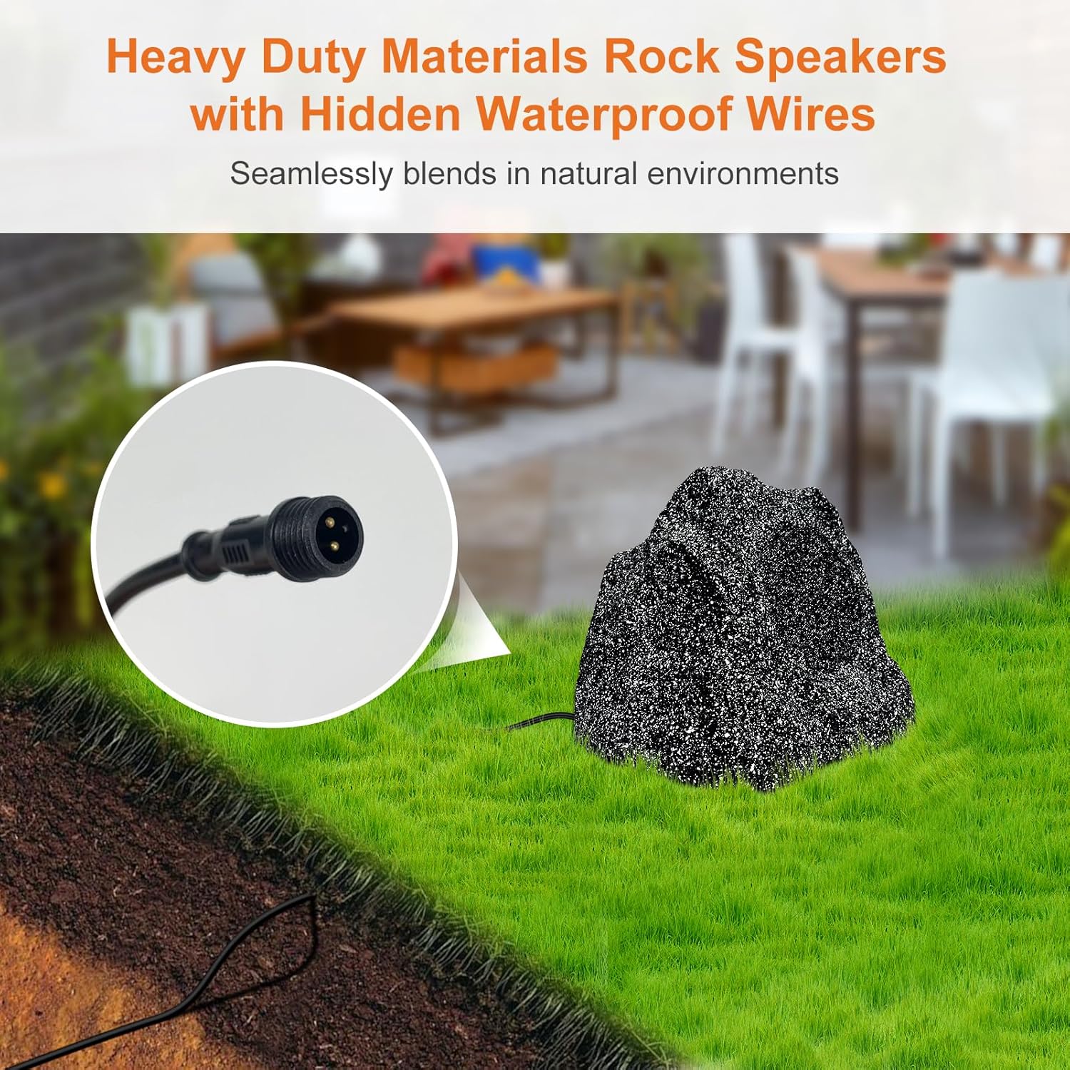 STUDIOFINIX 6.5'' 800W Bluetooth Outdoor Rock Speakers IPX7 Waterproof Wired with Superior Timbre. Ideal for Garden, Pool Area, Patio & Park (2 Pair) - Image 5