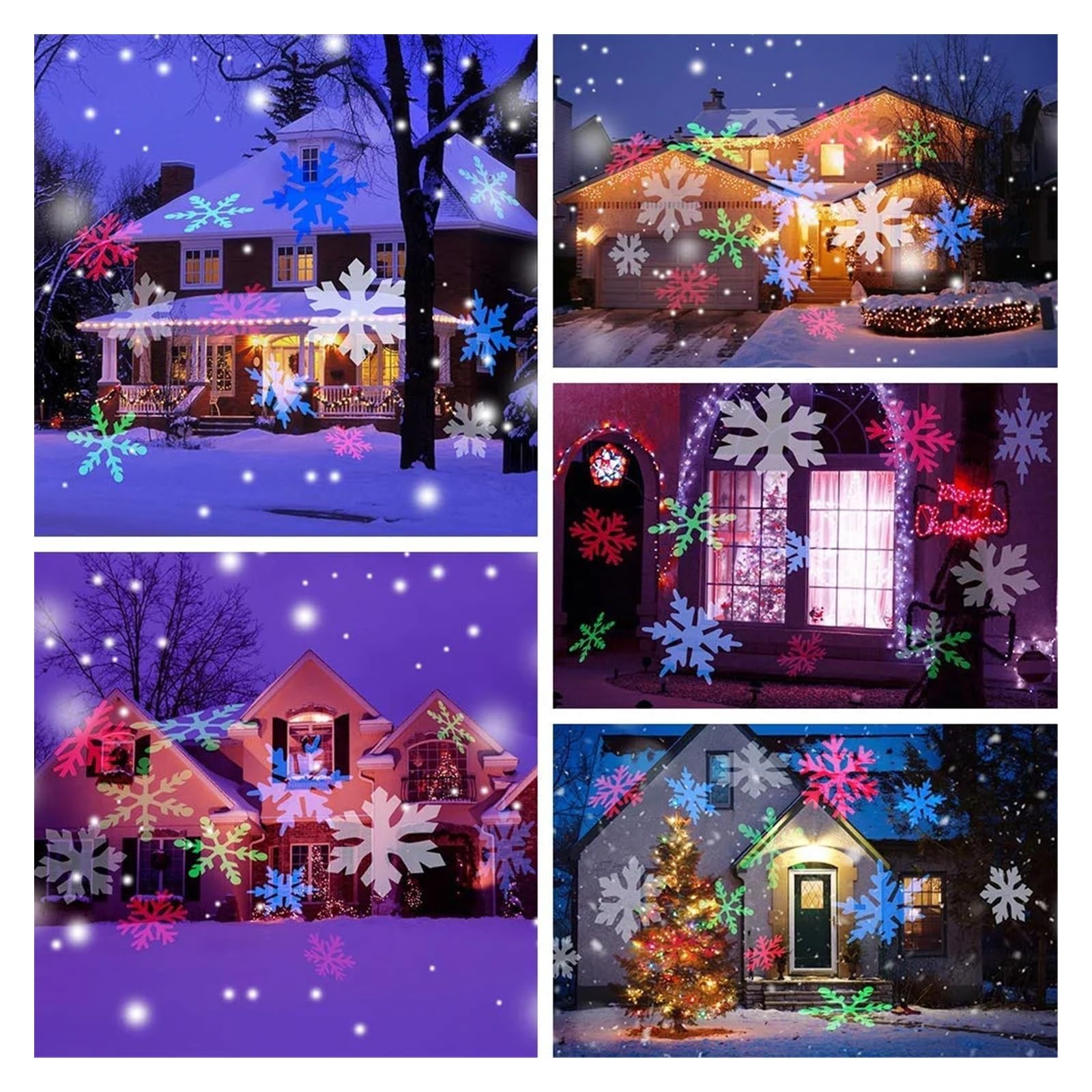 Projecteur Noel Exterieur, Projecteur de Neige Mobile étanche, Lampes de Flocon de Neige LED, lumière de scène en Plein air, fête de noël, Lampe de Jardin de pelouse(Colorful Snowflake)