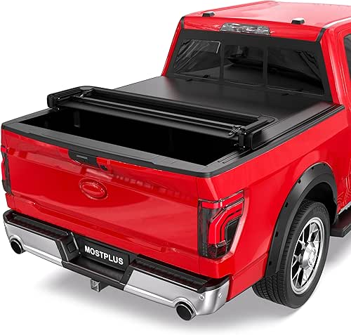 MOSTPLUS Quad Fold Soft Truck Bed Tonneau Cover On Top