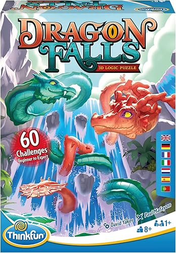 Think Fun ThinkFun Dragon Falls Juego de rompecabezas lógico: juego de resolución de problemas para un jugador para mayores de 8 años. Ideal para