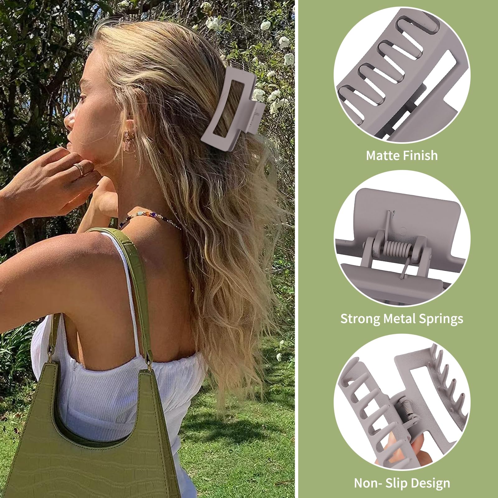 Sisiaipu Confezione da 6 fermagli per capelli medi da 8,9 cm, da donna, quadrati, rettangolari, per capelli, a banana, accessori per capelli per ragazze, cioccolato