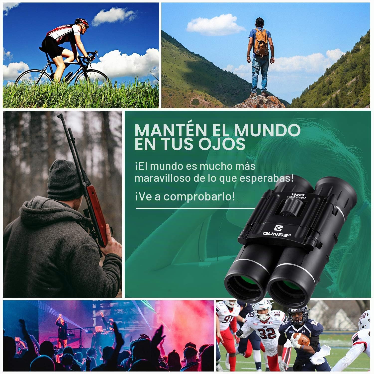 Mini Prismáticos Binoculares 10x25, Plegable, Compactos Pequeños y Ligeros Adultos Niños Aves Caza, Eventos Deportivos, Viajes y conciertos