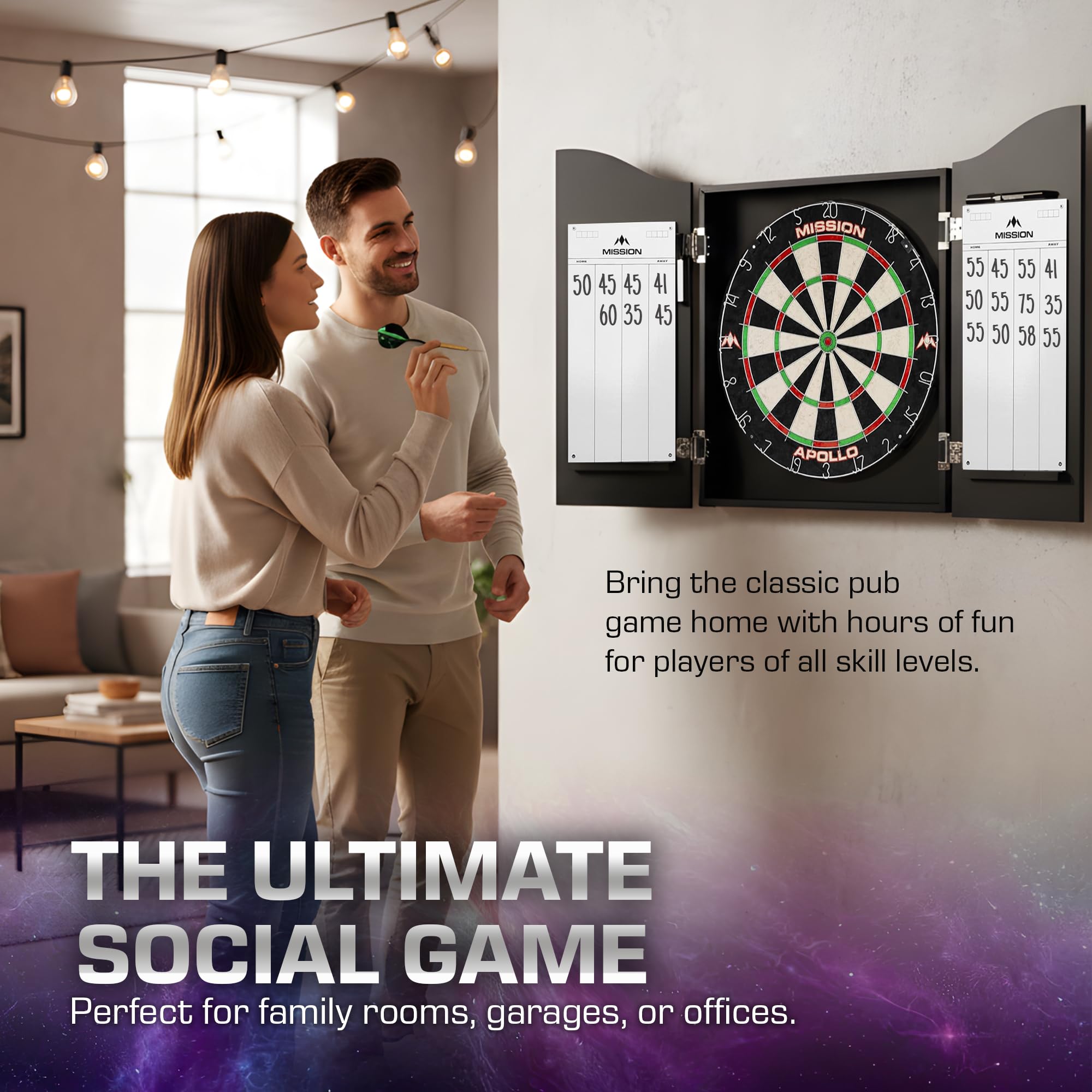 Mission Home Darts Centre - Completo di Bersaglio Apollo e 6 Freccette