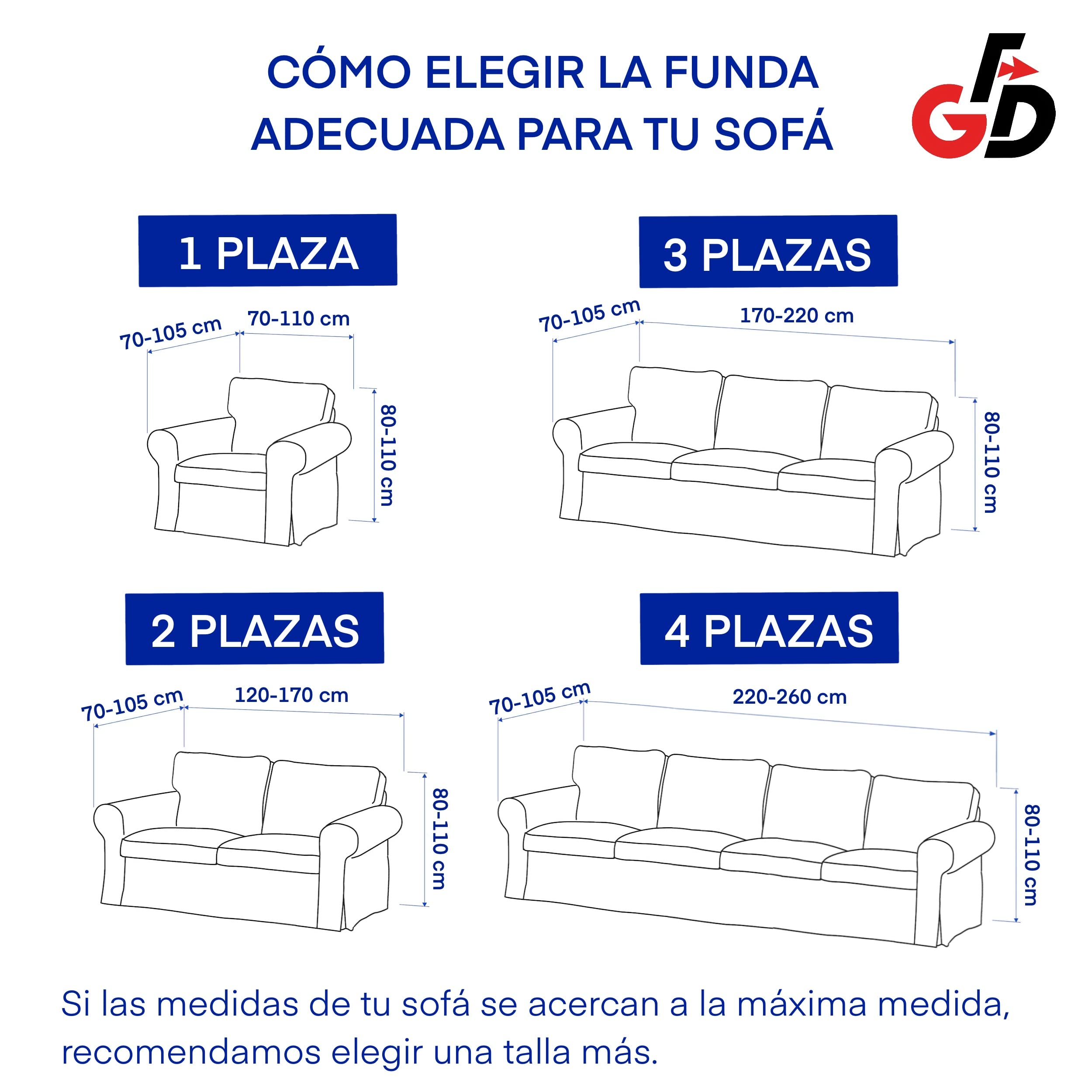 GFD - Funda Cubre Sofá Lisa Ajustable 3 Plaza 170-220cm, Funda Protectora Elástica Antimanchas Lavable, Fundas Duradera Perros Gatos Mascotas (Beige)