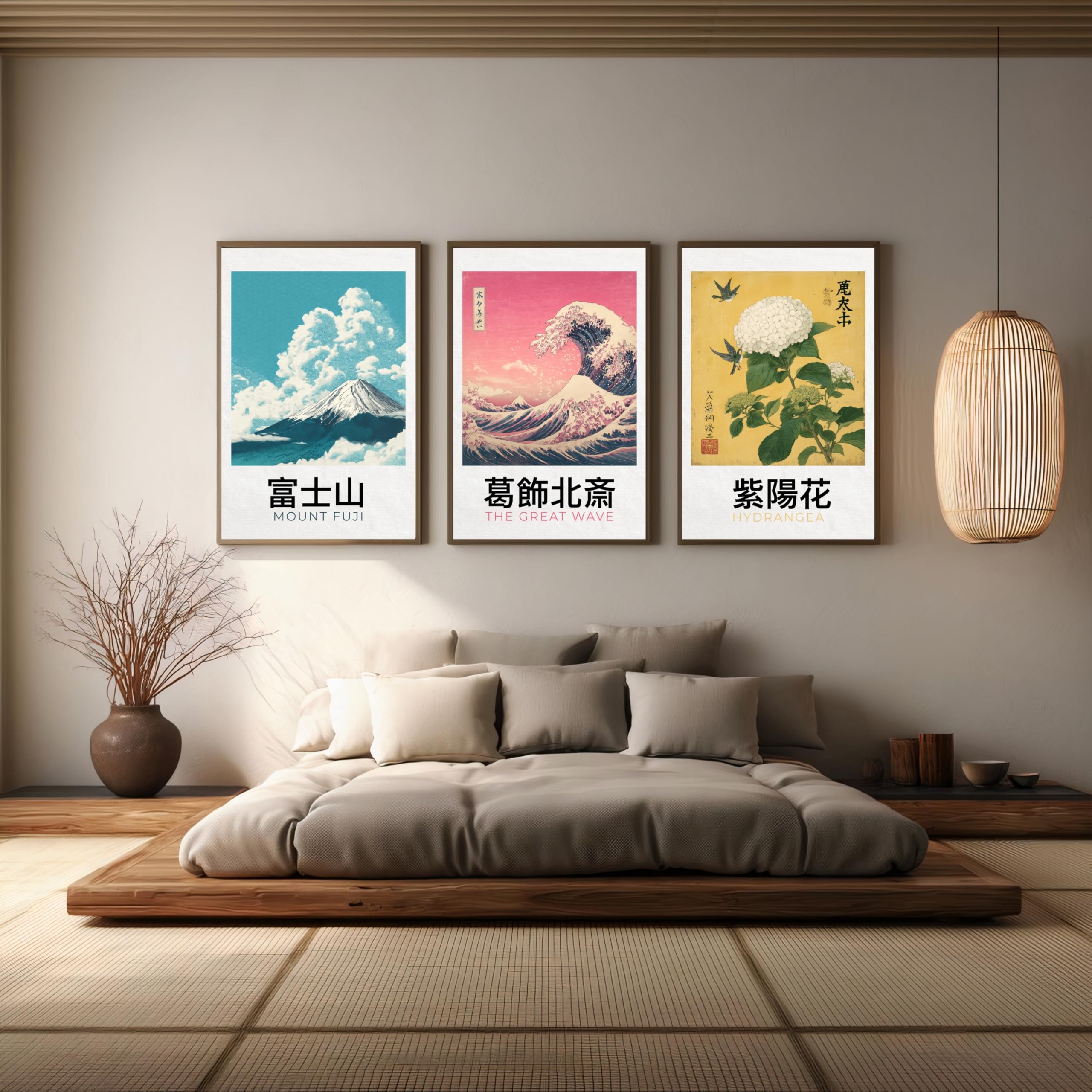 Set di poster giapponesi, quadri da parete con motivi asiatici, Kyoto, Tokyo e cultura tradizionale, idea regalo per gli appassionati del Giappone (set 2 – Classic X Fuji, 30 x 40 cm, cornice