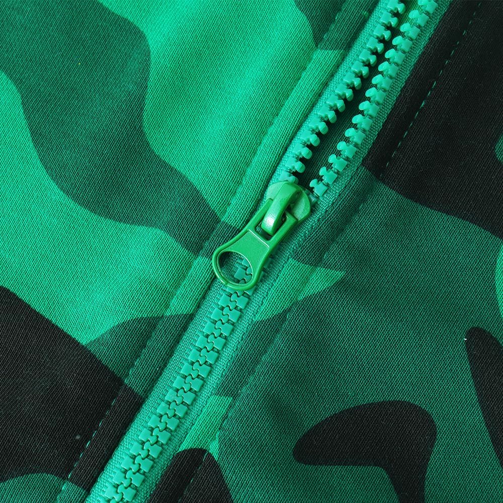 Spring&Gege Boys Camo Print Hoodies Soft Full Zipper Hooded Sweatshirt