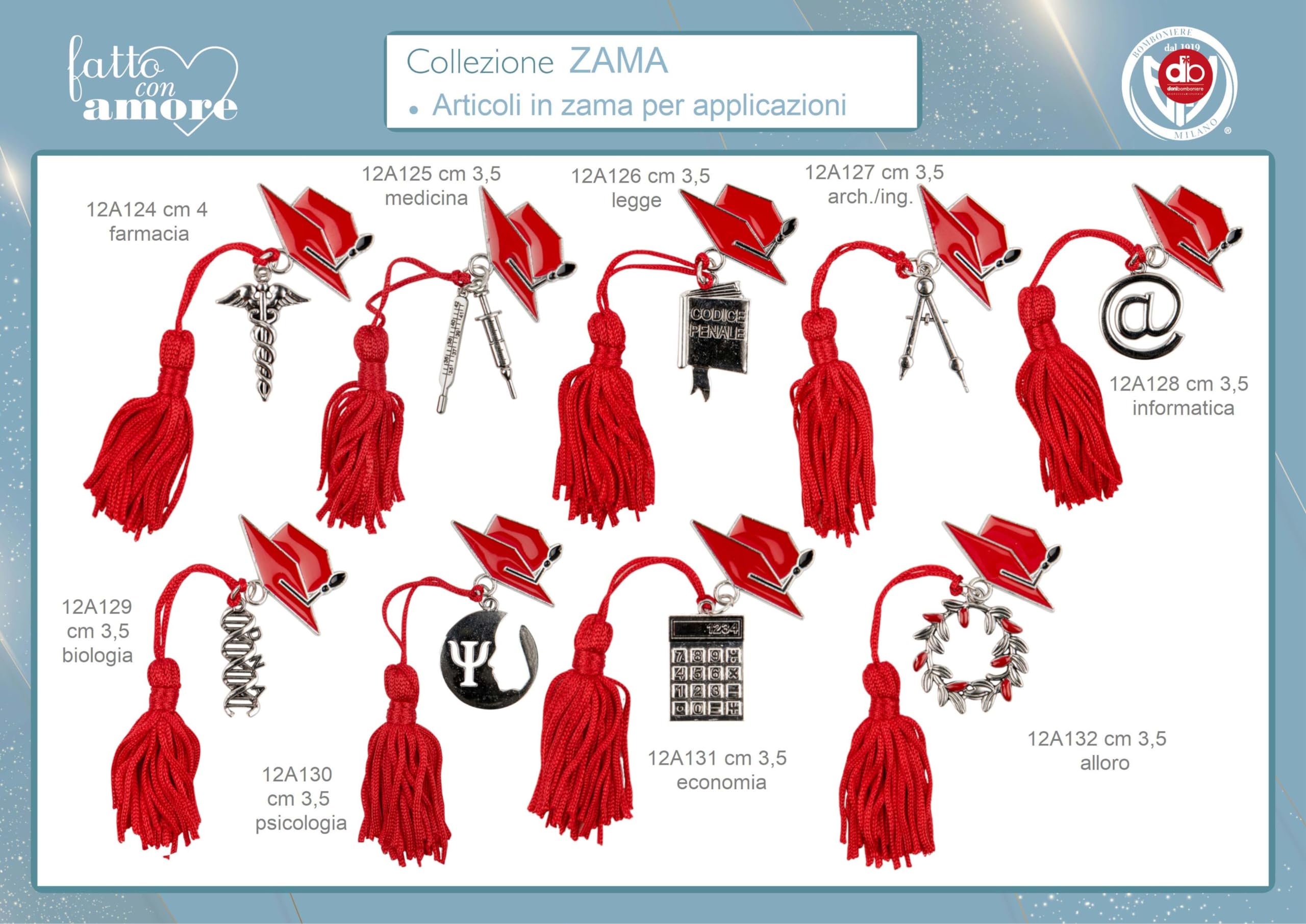 Doni Bomboniere Laurea 48PZ Ciondolo con Chiocciola O Confettata Pensierini Aprifesta Gadget Informatica Nappina E Tocco Rosso Idee Regalo Complete Originali Economiche