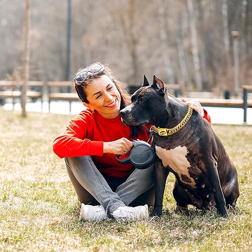 Miniatura 6 de Collar de perro de cadena de oro, 0.630 in, oro de 18 quilates, resistente, collar de eslabones cubanos con hebilla a presión segura, cadena dorada