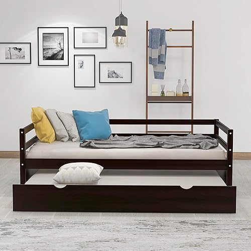 Miniatura 10 de Harper &amp; Bright Designs Sofá cama de madera con nido, no requiere somier, sofá cama nido individual (sofá cama nido gris)