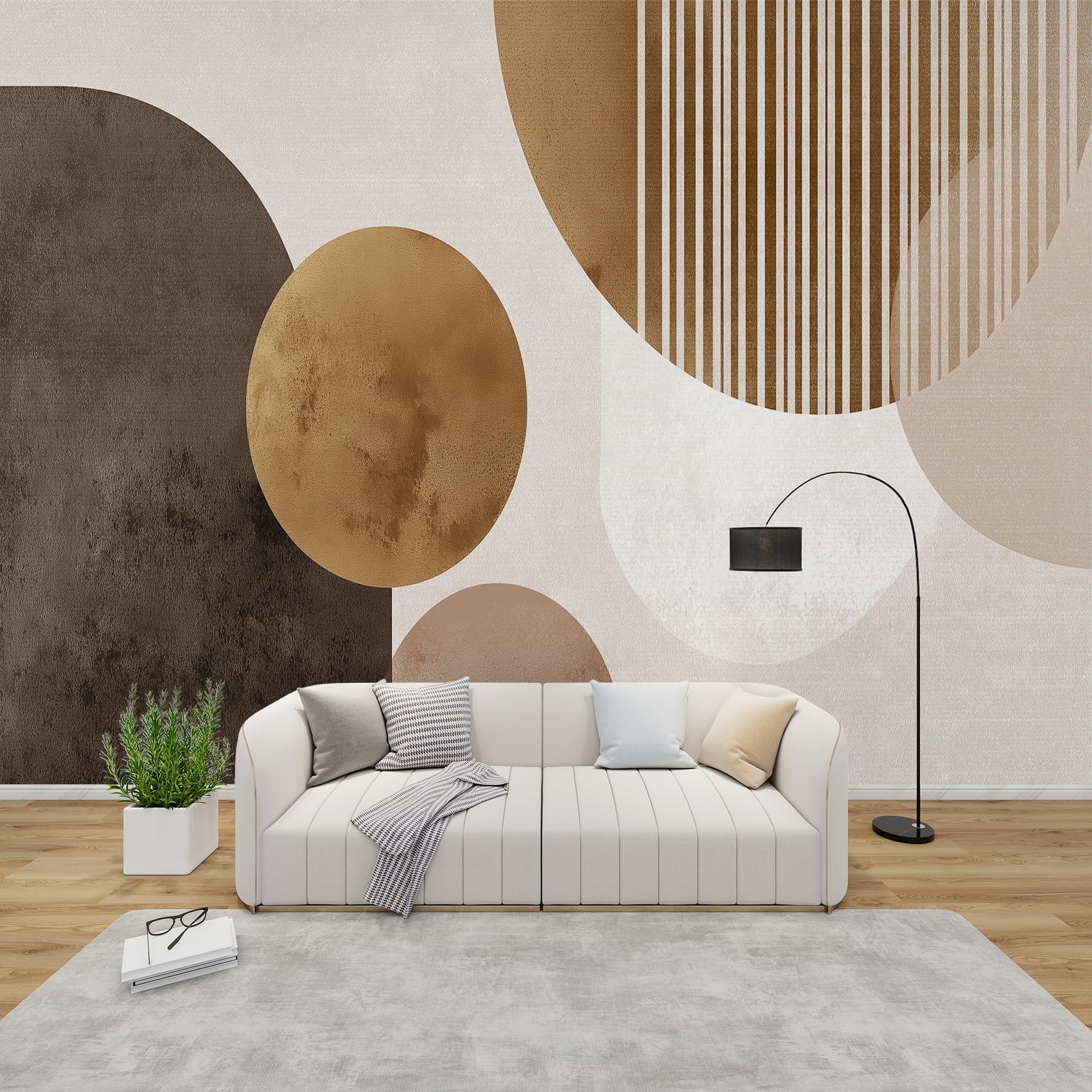Papier peint panoramique intissé moderne au fini mat pour décoration murale chic