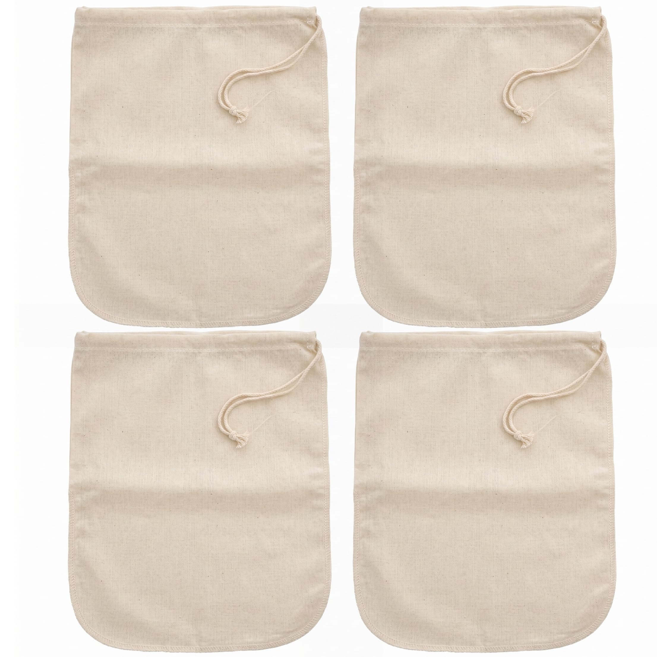 4 pcs Reusable Nut Milk Bag, Natural Cotton Food Cheesecloth Bags for Straining, Fine Food Filter for Juice, Coffee, Wine, Nut Milk and Cheese