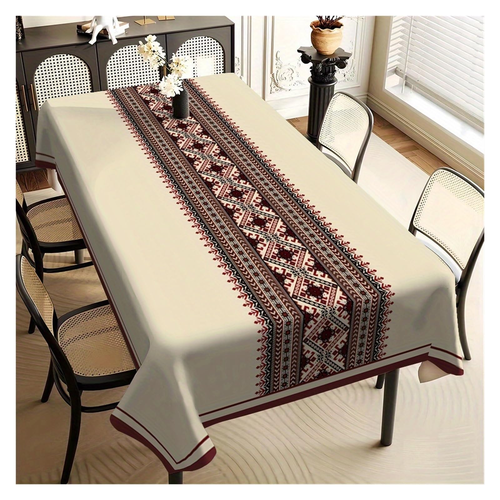 BDFJEDS Waterproof Tablecloth Geometric Printed Tablecloth, Polyester Waterproof Table Cover For Home Kitchen Dining Room(140X180CM)