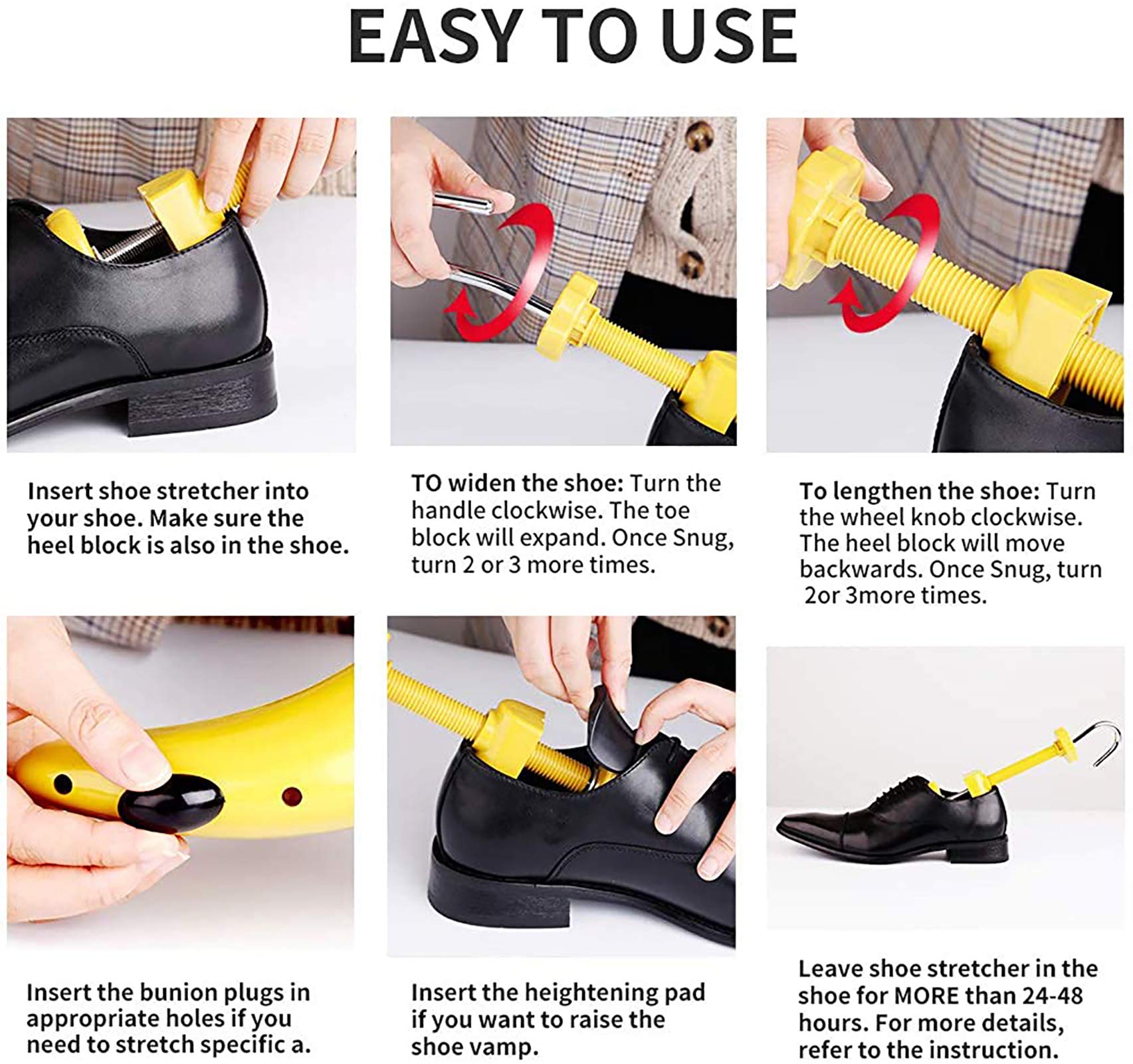 Schuhspanner 4-fach Schuhspanner Expander Dehnung Länge Breite Höhe, Gelb für Herren Größe 38-42/Damen Größe 38-42,