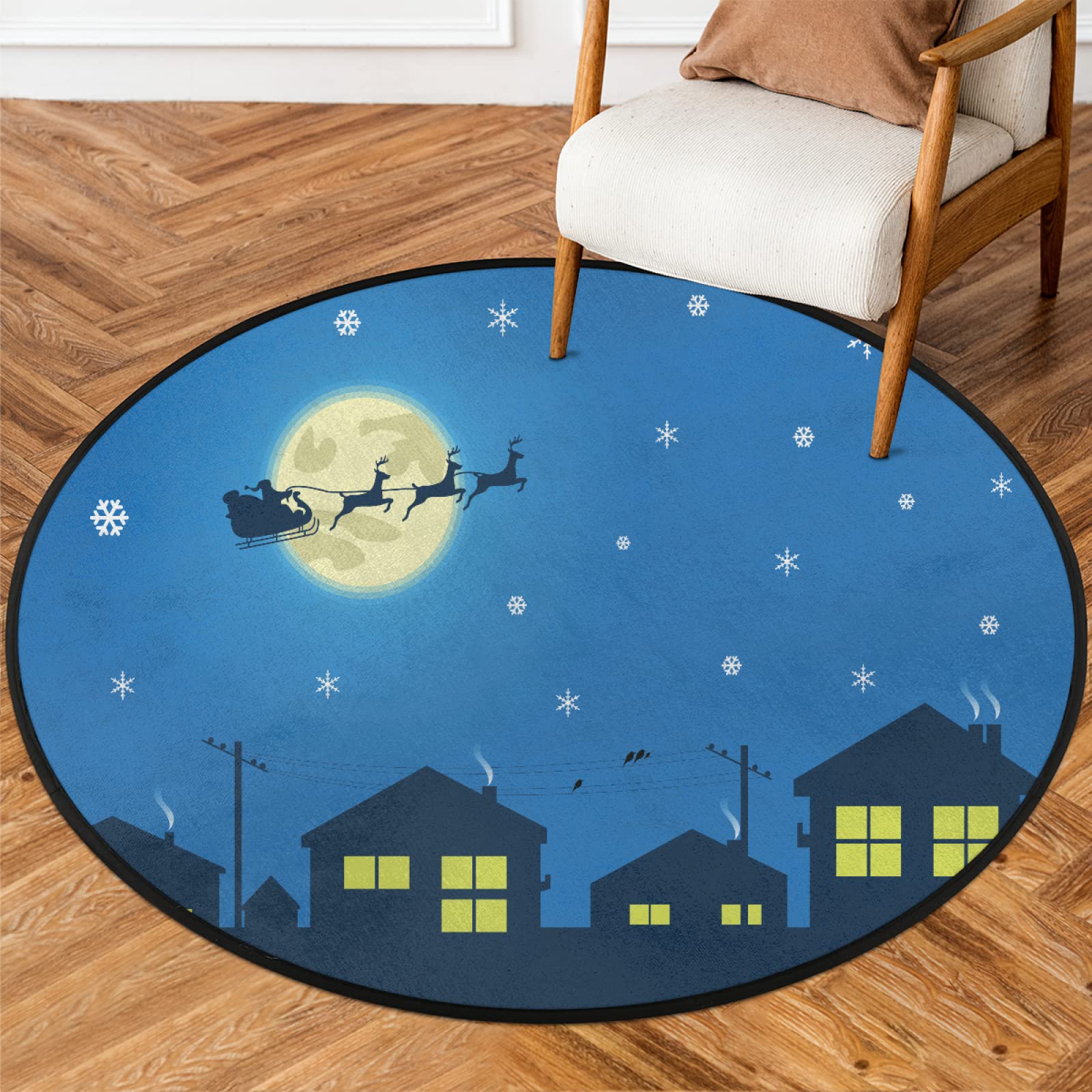 Tapis rond de 91,4 cm, lavable en machine, antidérapant, doux, pour salon, chambre d'enfant, chambre d'enfant