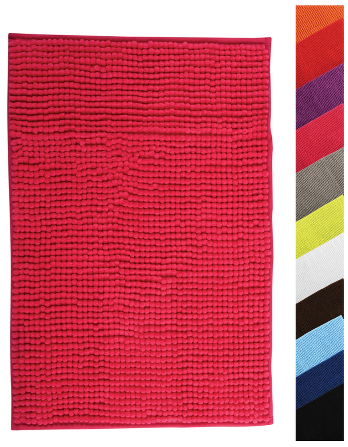 MSV Chenille Bath Mat, Microfibre, Fuchsia Pink, 40 x 60 cm