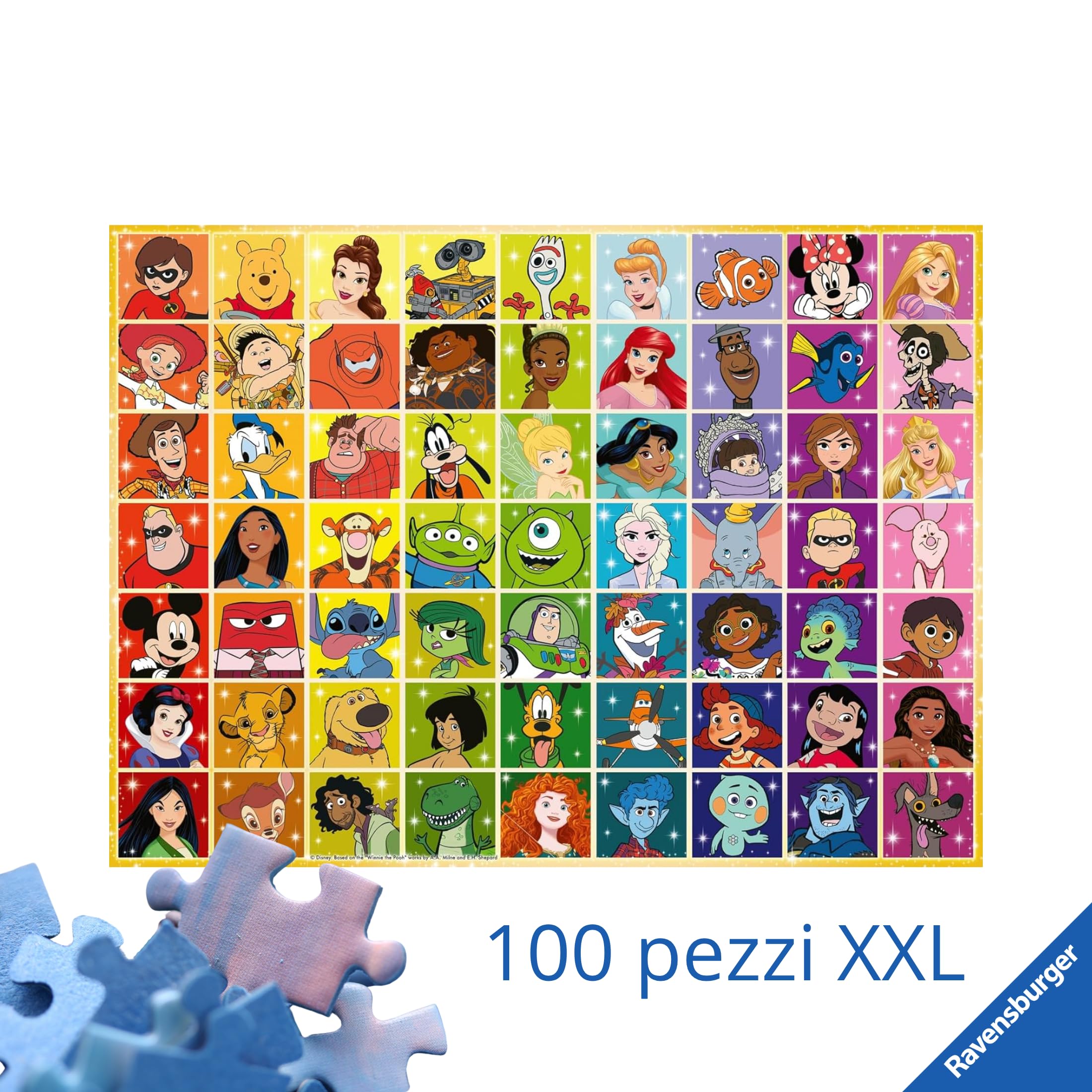 Ravensburger - Puzzles XXL Disney Multicharacter | Puzzle 6 Anni In Su | Puzzle 100 Pezzi Per Bambini Da 6 Anni In Su | Puzzle Bambini 36 X 49 Cm | Puzzles stitch bambina