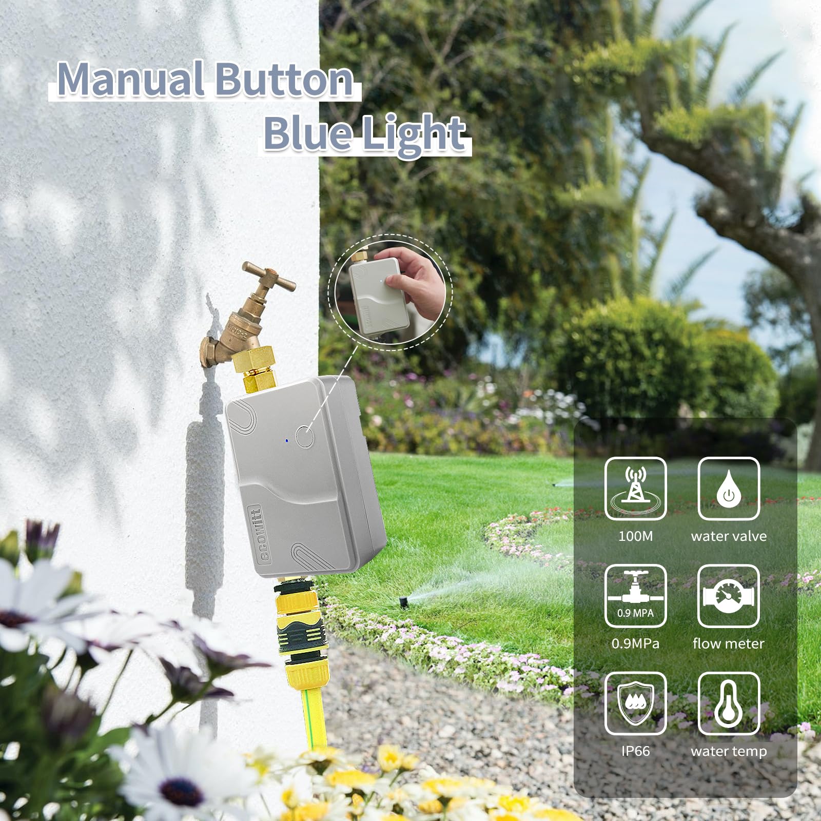 ECOWITT WFC01 Irrigation - Système d'irrigation Automatique de Jardin avec Application - Arrosage de Jardin avec passerelle WiFi - Contrôle étanche IP66 - Programmateur d'eau agricole