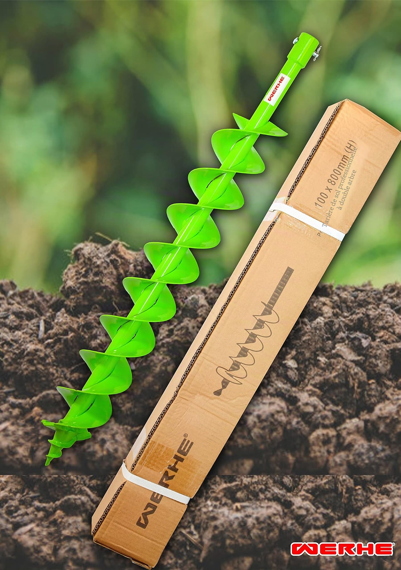 WERHE Foret professionnel pour tarière de 100 mm - Double arbre - Pointe de forage robuste avec adaptateur SDS Max