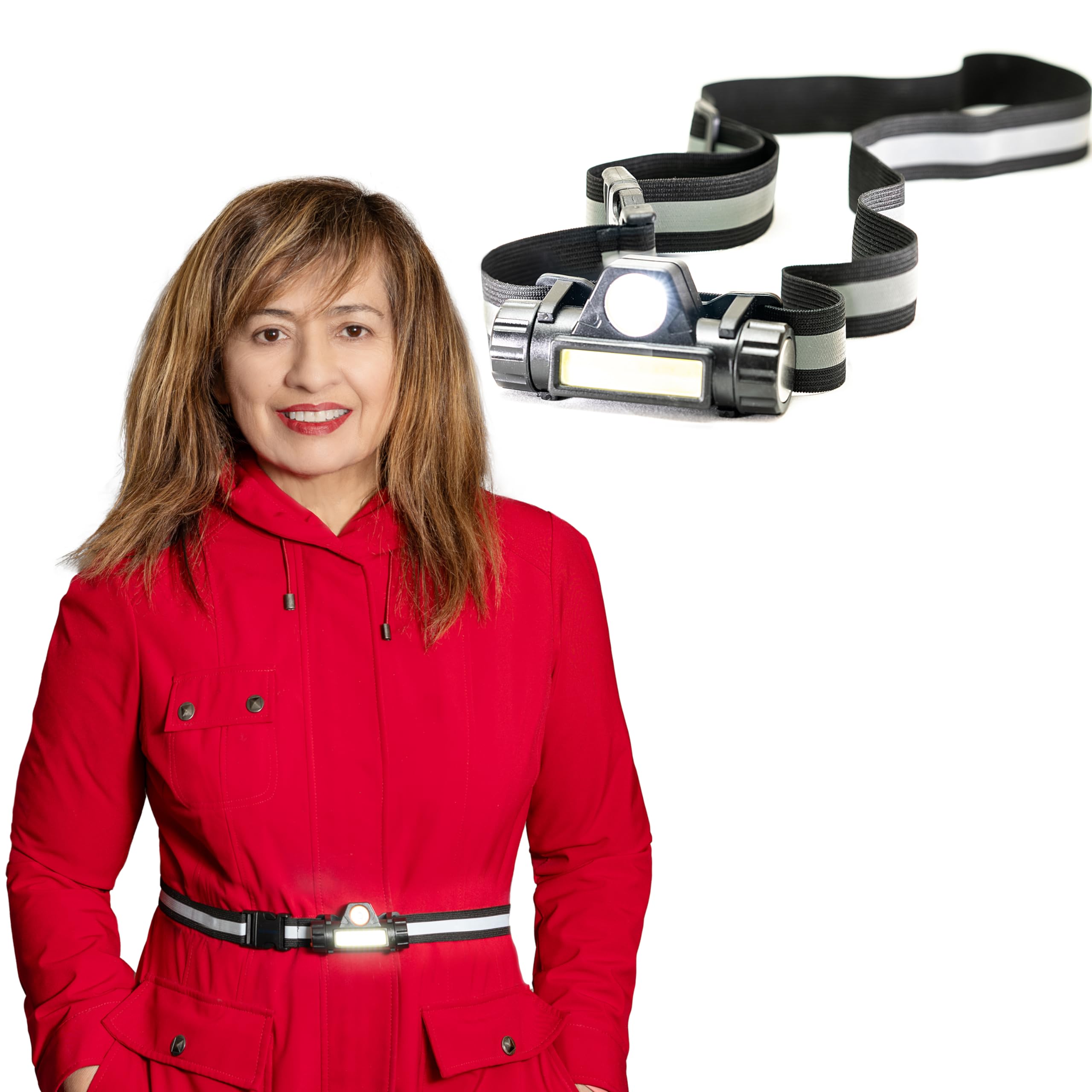 LIGHTWALKER Night Running Light with Reflective Belt, Bright LED Light to See & Be Seen, USB Rechargeable, for Runners & Dog Walking Ajustable from Small to Large