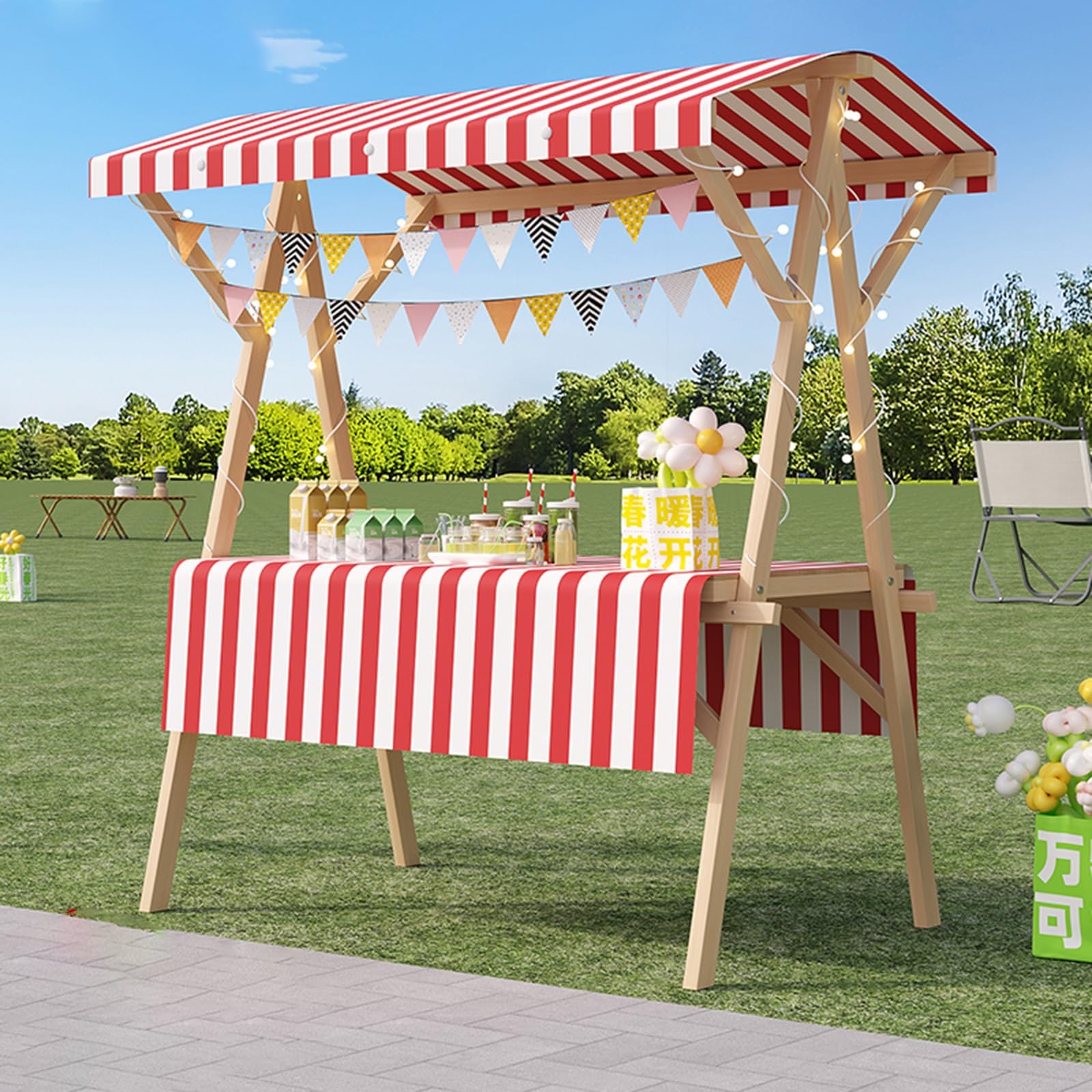 Marktstand, Imbisswagen Holz-Straßenimbisswagen Auf Rädern, Faltbarer Verkaufsstand Für Straßen-/Bauernmarkt-/Handwerksausstellungen, Marktstand-Ausstellungsstand(B,120x60cm/47.2x23.6in)