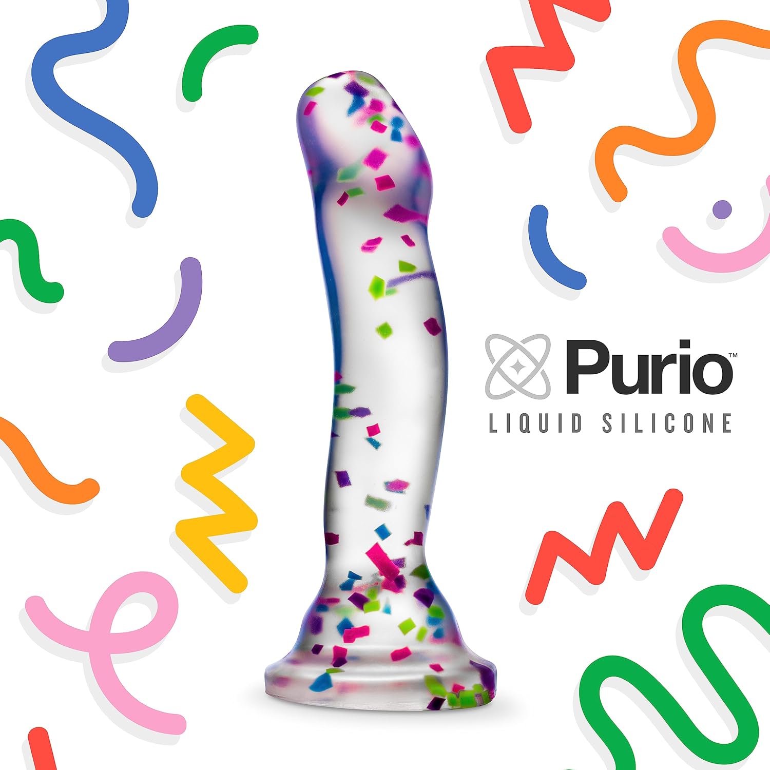 Blush Neo Elite Hanky-Panky 7.5" Glow in The Dark Silicone Dildo, Lifelike Clear Cock w/Fun Confetti, Suction Cup, Harness Compatible, Adult Sex Toy for G- & P-Spot Stimulation Women, Men, Couples