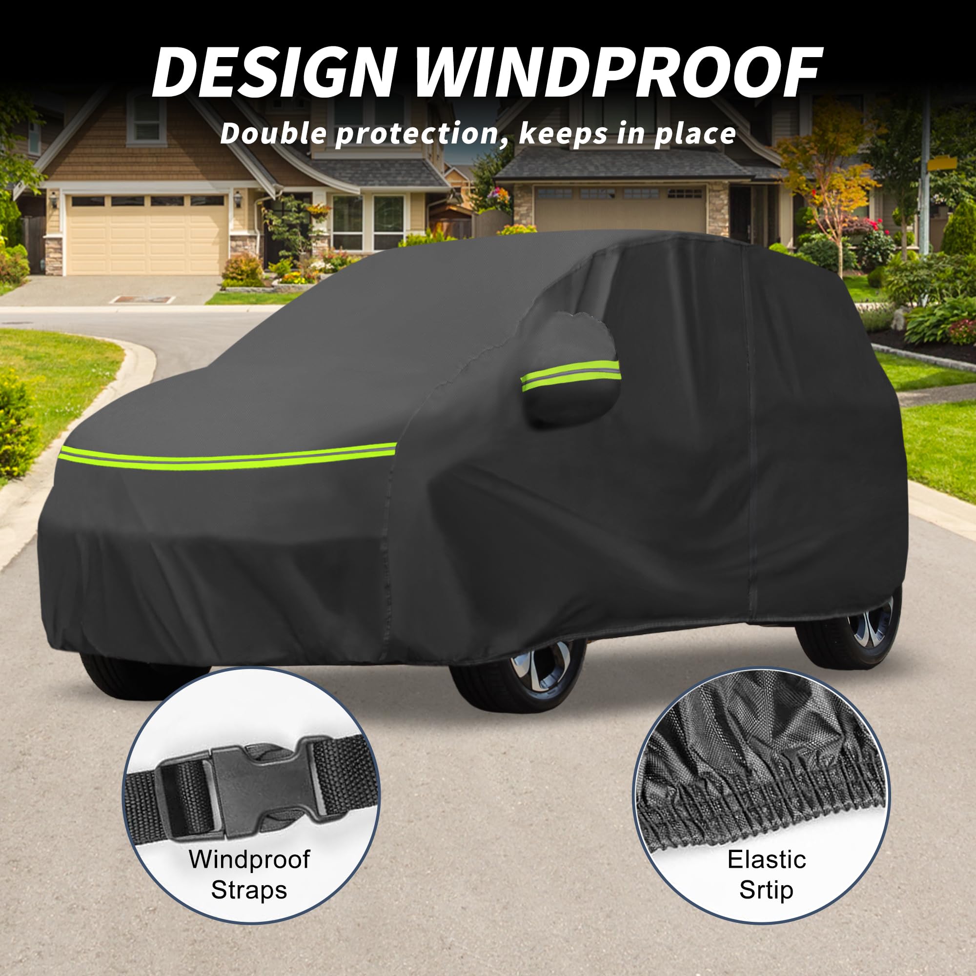 A ABSOPRO Funda de Coche para Citroen C3 II/III 2017-2023 210D-PU Exterior Cubierta Completa Todo Clima Impermeable a Prueba de Viento Protección Solar con Cremallera Negro