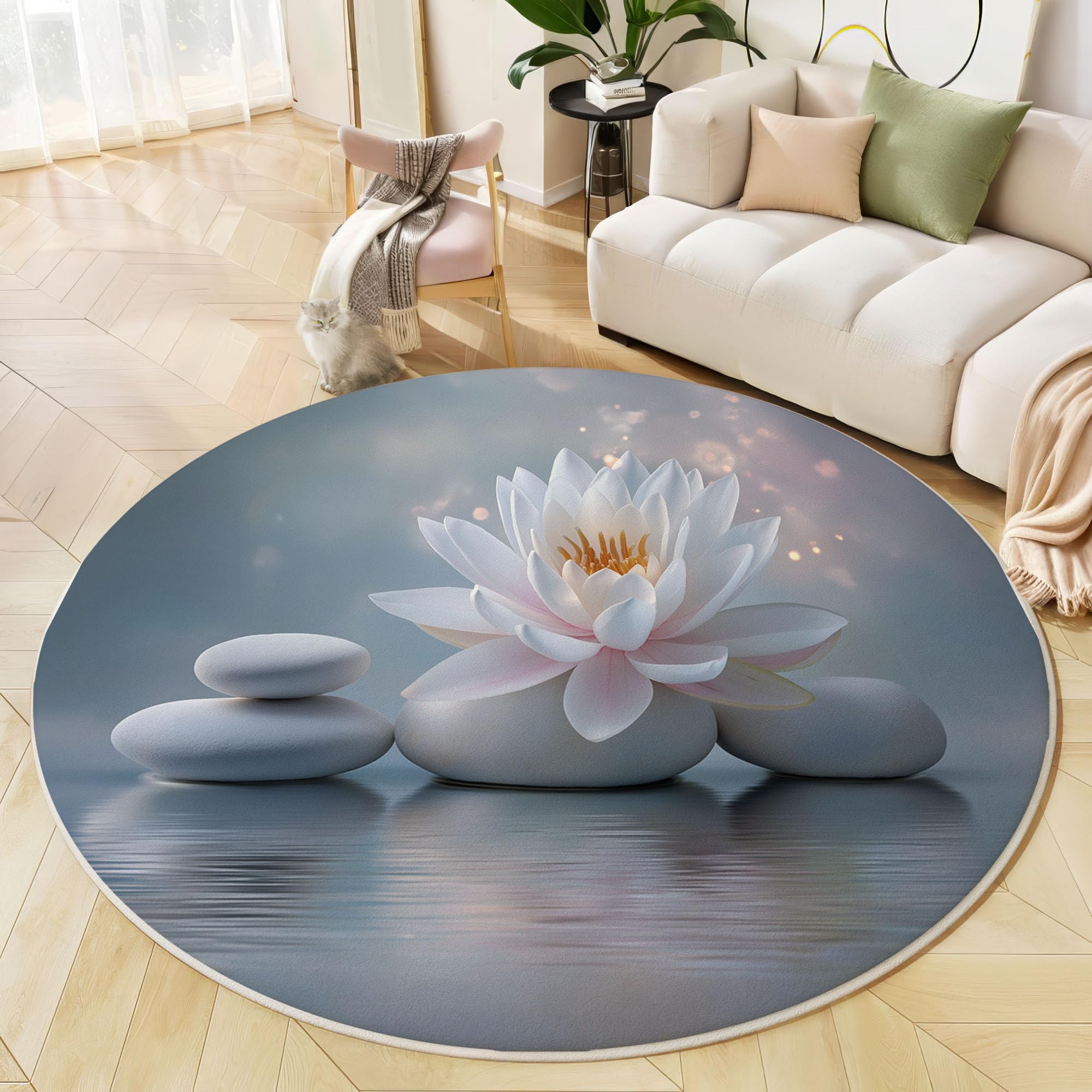 Moquette ronds salon gris clair lavable et tapis de chambre rond 160 cm