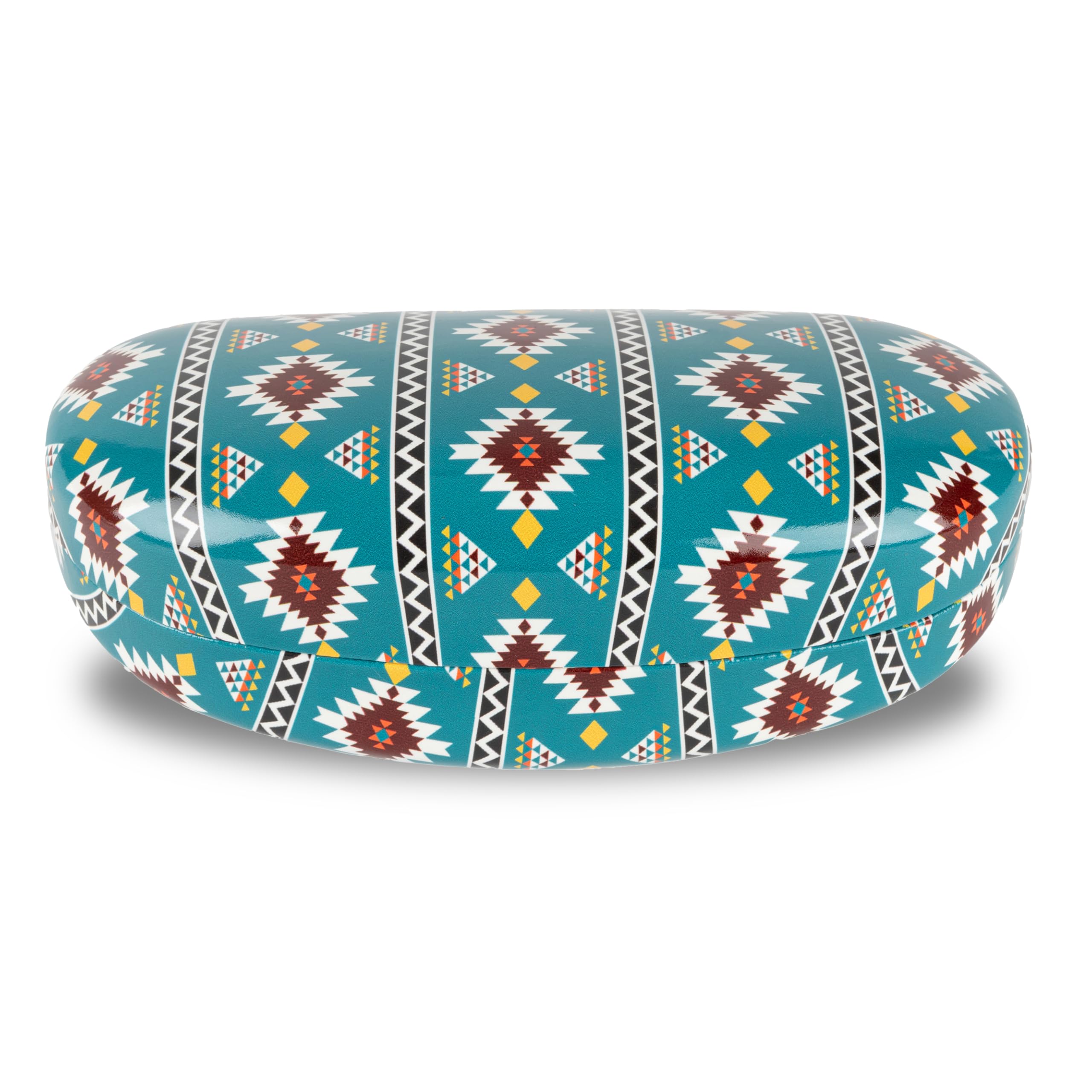 LAGO TERRA Aztec Print Hard Shell Sunglasses Case - Teal (Large)