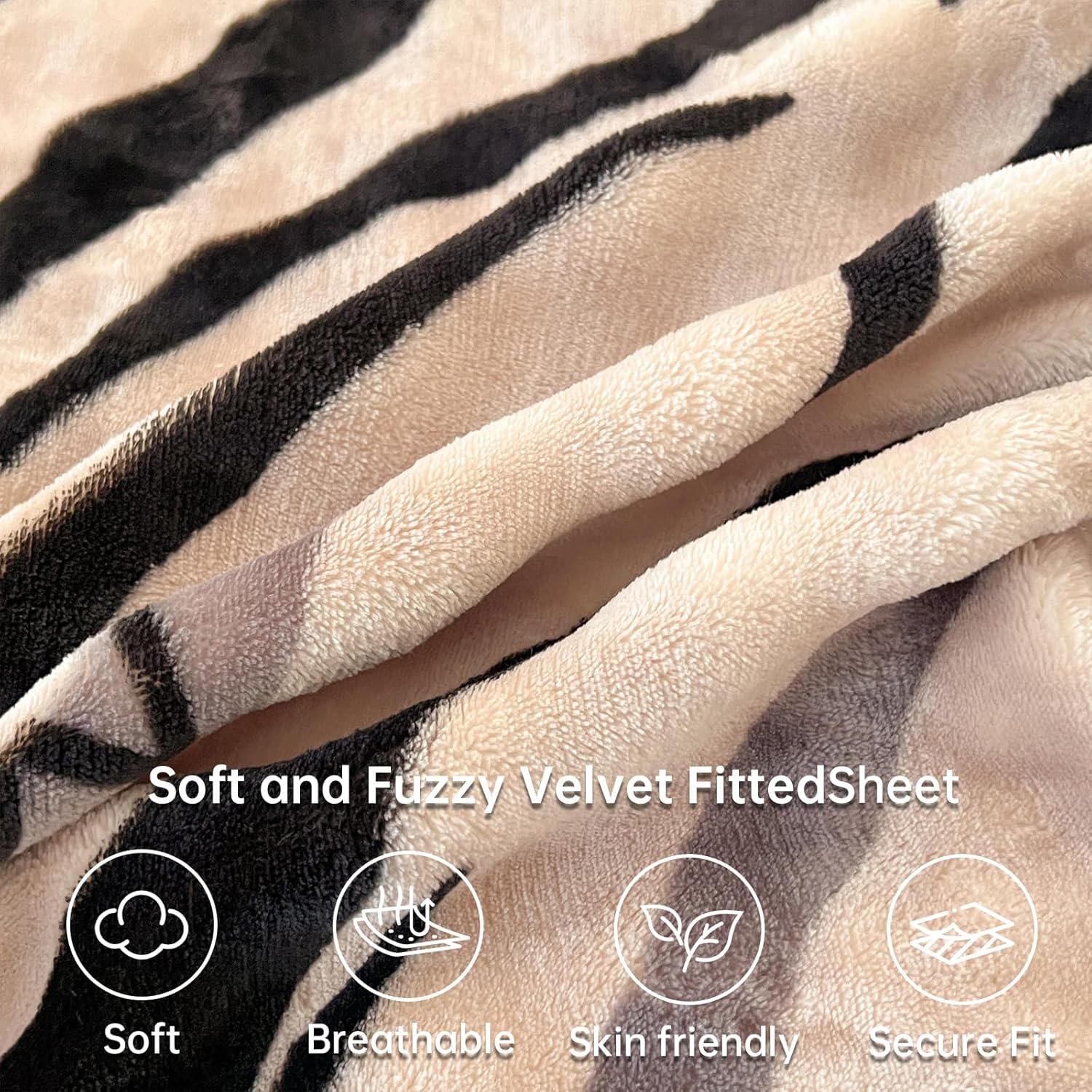 Twin Size Bed Sheet, Luxury Soft Cozy Twin Fitted Sheet with 2 PCS Pillowcases, Velvet Sheets Fits 15 inches Deep Pocket Mattress (Brown Leopard)