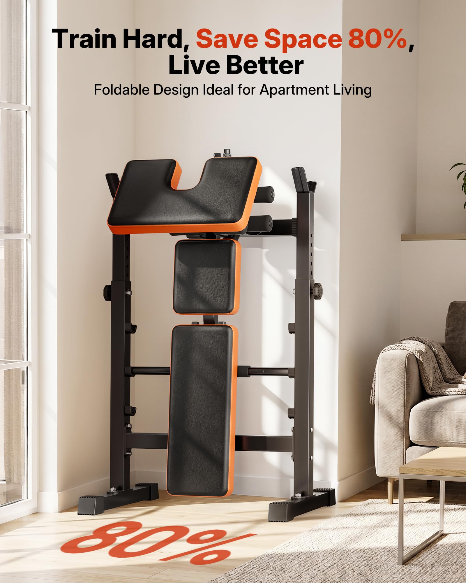 YOLEO Beginner Weight Bench Set, Adjustable Foldable Bench Press with Rack | 6 In 1 Beginner-friendly Setup, FID Adjust, Fits 5-6 ft Olympic Bars