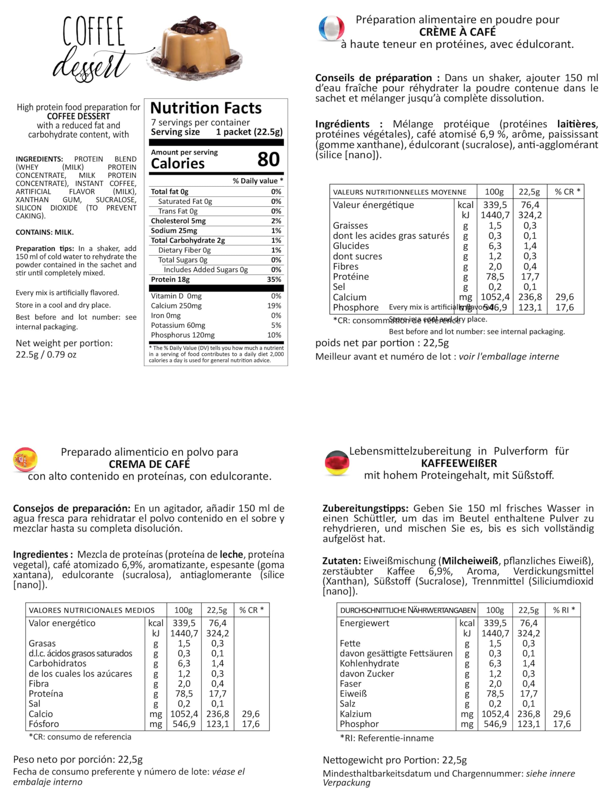 Alimentos proteicos Line@diet en una caja completa para 7 días: opción DULCE = 28 preparados proteicos (bolsas de proteínas) sin carbohidratos ni azúcar.