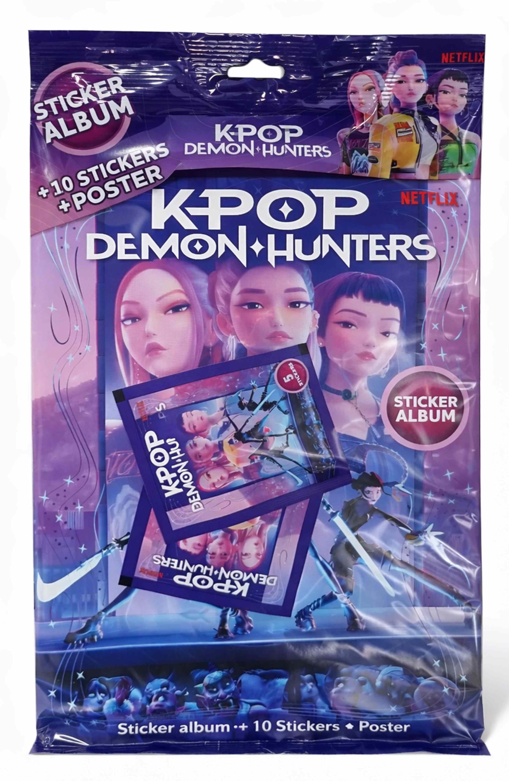 K-Pop Demon Hunters Starter Pack – Album Sticker + 2 Bustine Figurine + Poster Ufficiale, Set Collezione Fan K-Pop - 1