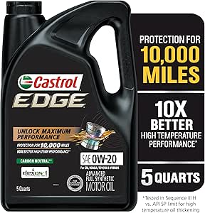 Castrol Edge 0W-20 Advanced Full Synthetic Motor Oil, 5 Quarts
