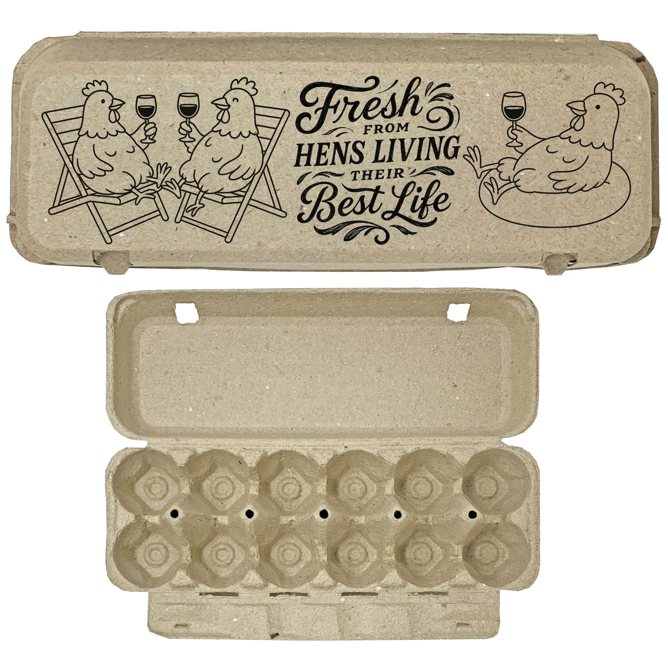 Best Life Eierkartons - 50 Stück - Lustiger Eierkarton mit entspannendem Henne Design - Geschenkbare, umweltfreundliche Kartons für Hinterhof-Eier