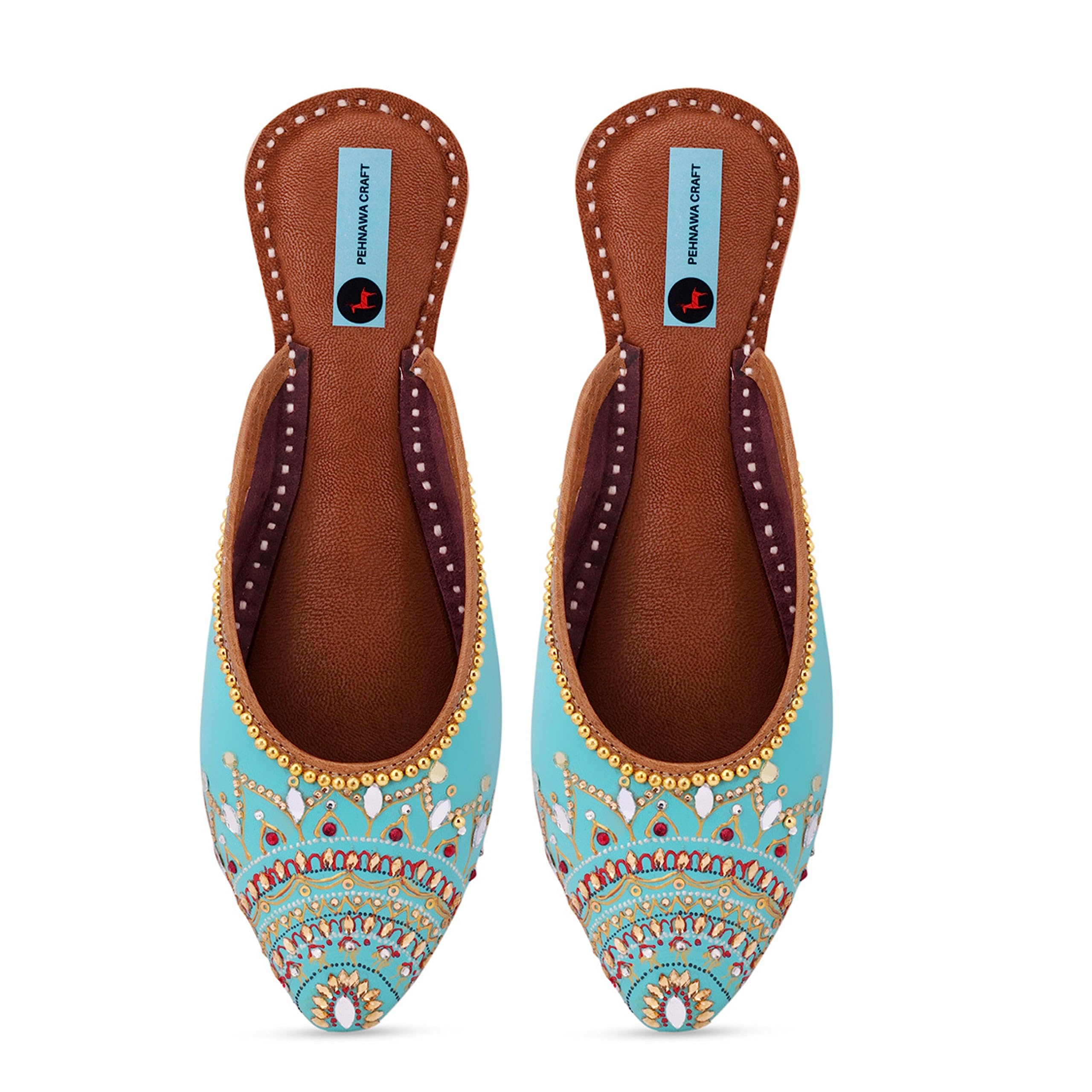 Laila Blue color Mule for Women | Bridal Soft Leather ethnic Juttis | Bite and Pinch Free Jutis | Casual Flat Stylish Mojari for Ladies | Ethnic stylish Flats for Girl | Punjabi Jutti | Back Open juti-image-29