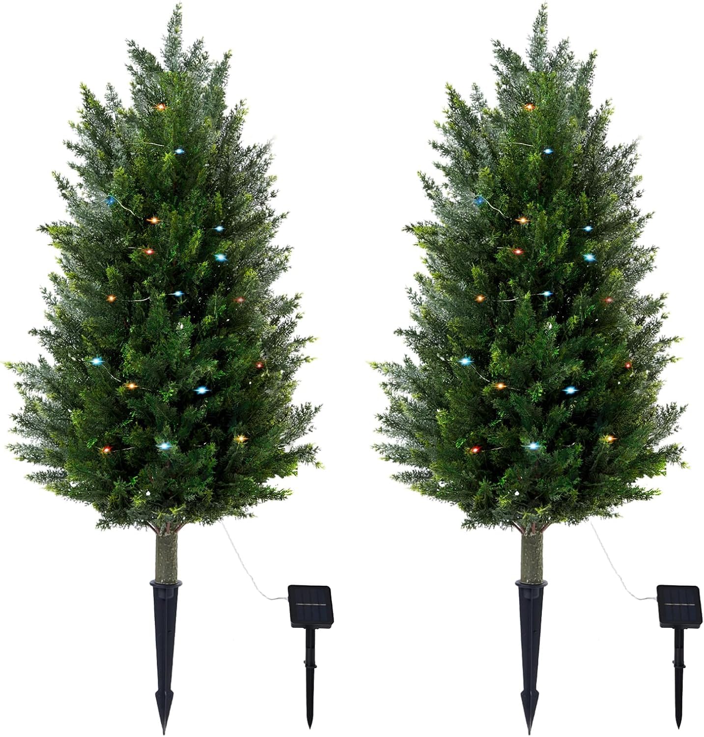 Tutte le piante di pino artificiale alta 90 cm, in plastica, resistenti ai raggi UV, per interni ed esterni, ufficio, soggiorno, camera da letto e giardino decorazione con nastri luminosi, 2 pezzi