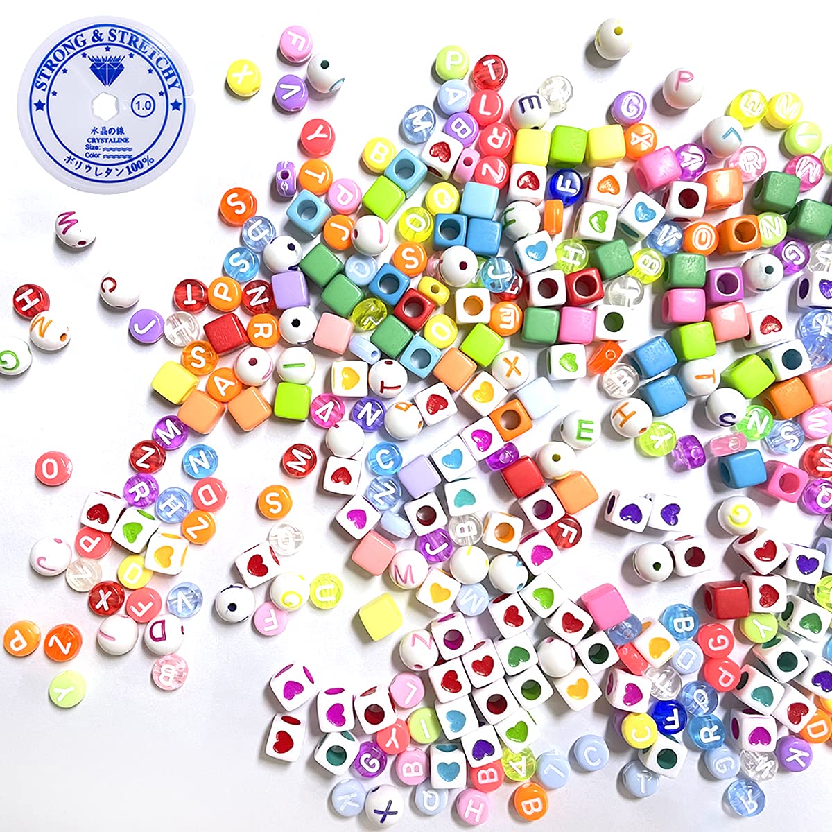 500 PCS Letter Beads,Letter Beads for Bracelets Making Kit,Round Acrylic Alphabet Beads for DIY Crafts Jewelry Bracelets Jewelry Making