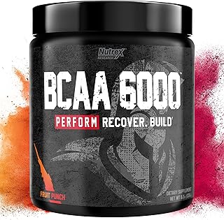 Nutrex Research - BCAA Powder 6000 Amino Acid - 6 Grams of BCAAs Amino Acids Supplement for Post Workout Recovery & Muscle Growth - Amino Energy Workout Recovery Drink (Fruit Punch - 30 Servings)