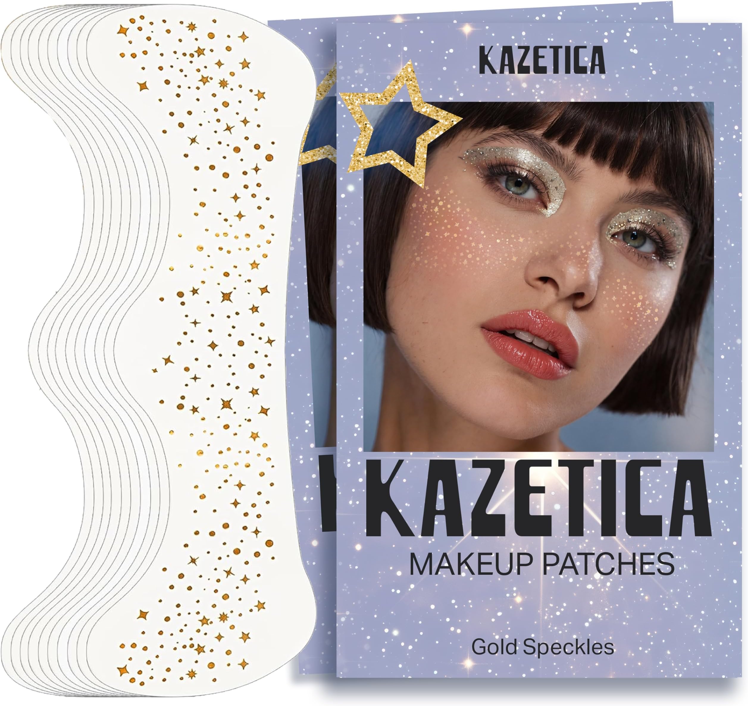 Glitter Freckles Face Tattoo, 10 Pcs Gold Face Glitter Freckles for Women, Festival Outfits for Women Rave Accessories Fake Tattoos, Sparkle Makeup Patches, Waterproof Speckles Patches,Mini Makeup