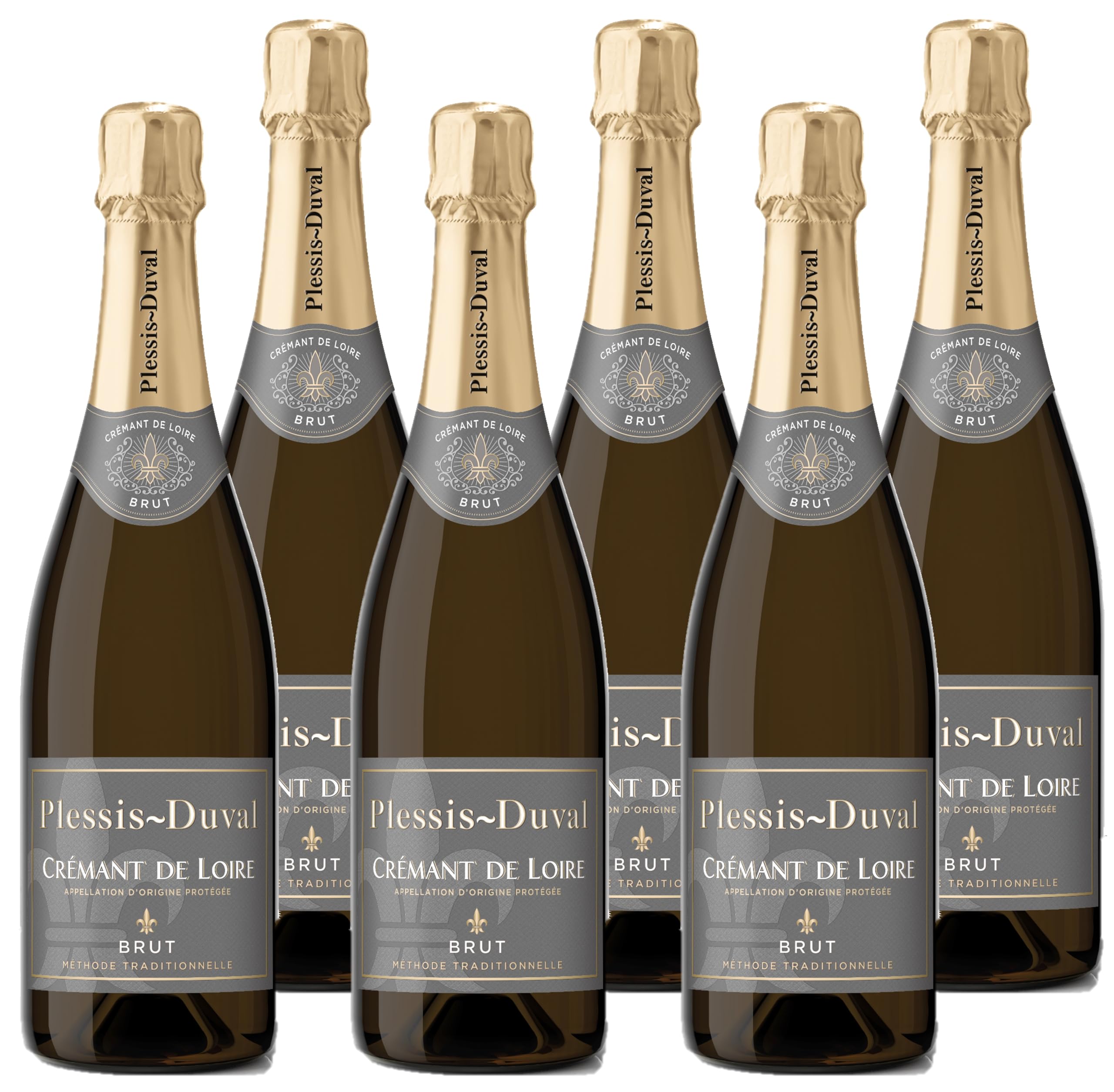 Plessis Duval AOP Crémant de Loire Brut Blanc - Französischer weißer Schaumwein - 6 x 0,75L - ideal als Aperitif und Dessert