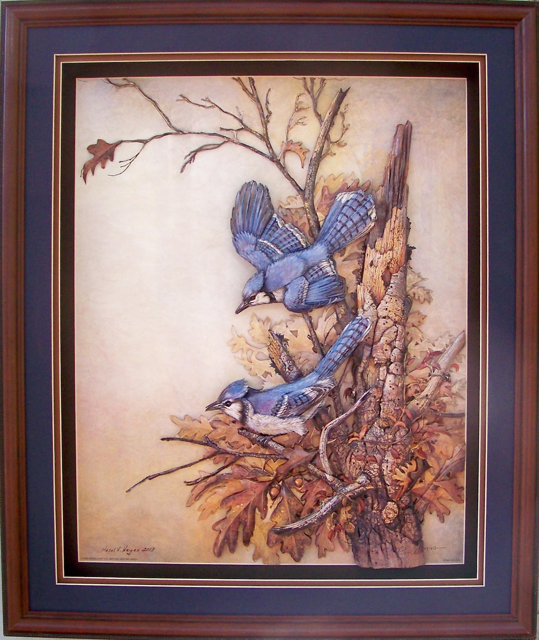 amazon-com-blue-jay-bird-graceful-sentinel-paper-tole-3d-decoupage-craft-kit-size-8x10-inches-k8-8137-the-additional-pictures-show-examples-this-craft-kit-assembled-and-framed-in-a-shadow