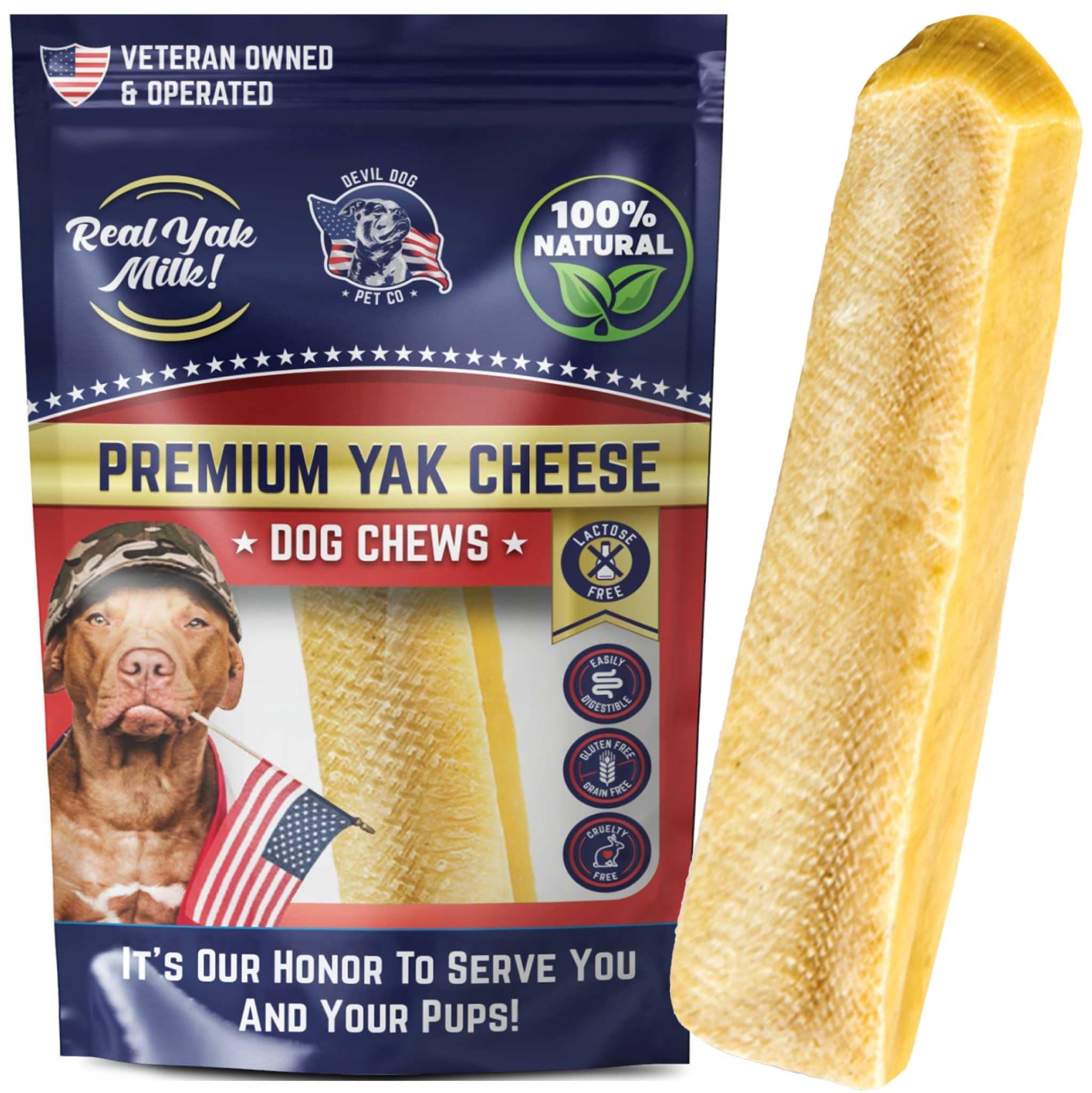 Devil Dog Pet Co. Himalayan Yak Cheese Dog Chews, Large - 1 Pack, 100% Natural & Healthy, Lactose-Free, Long-Lasting Dog Treats, Premium Yak Milk Chew Bones for Dogs