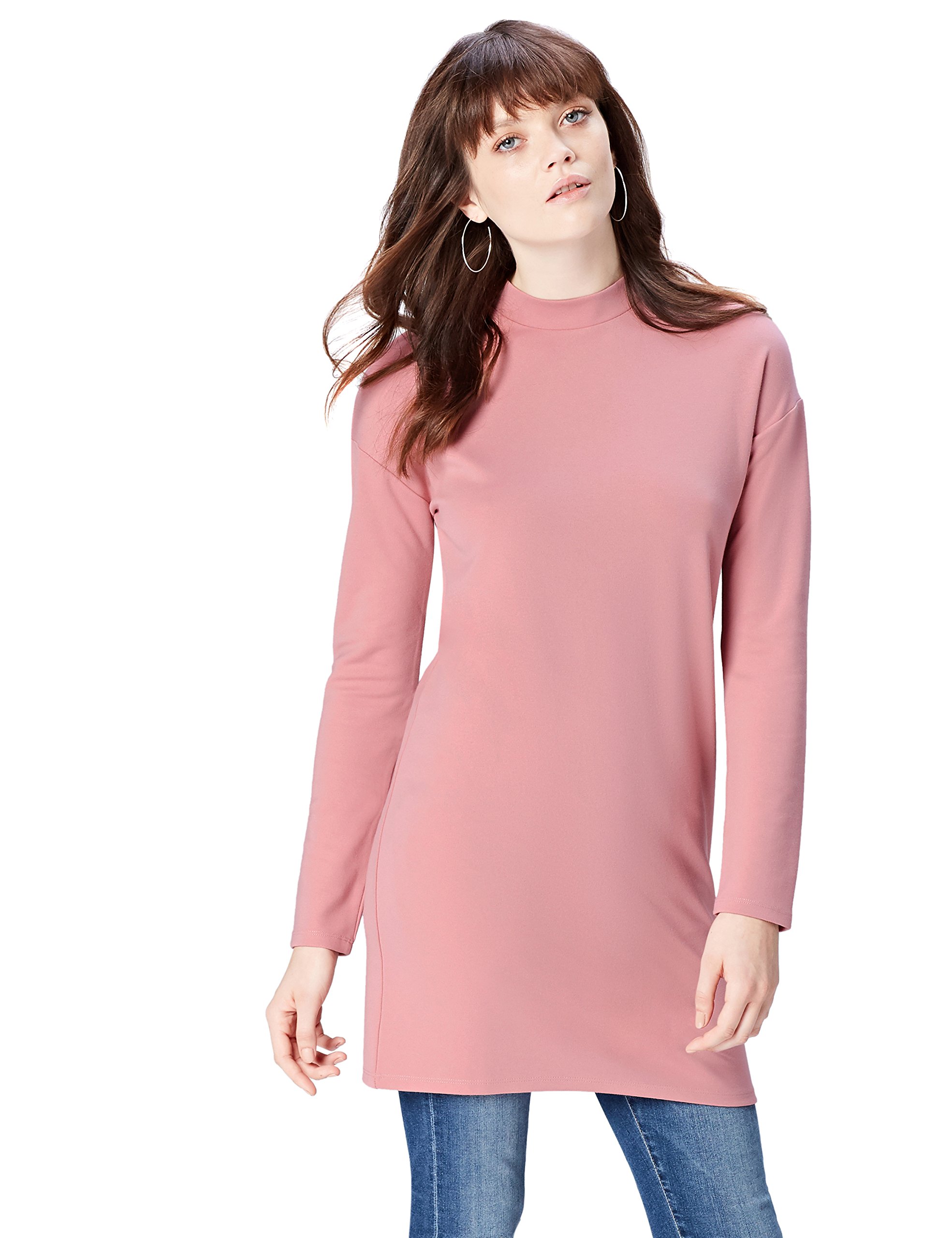 find. Damen Kleid High Neck ZTT1499 OP2, Mini, Gr. XX-Large, Rosa (Old Rose)