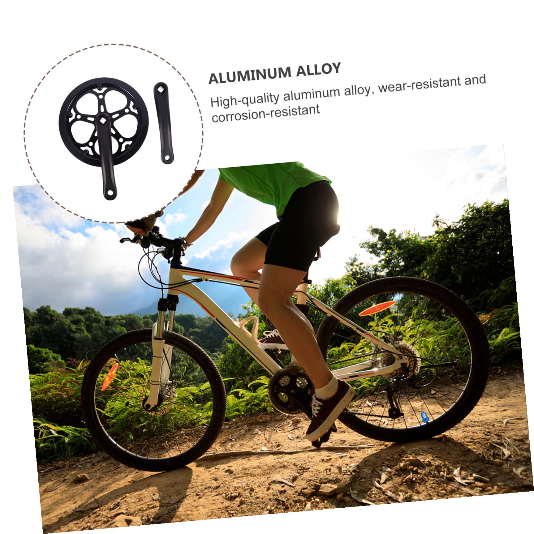 PLAFOPE Guarnitura Bici Monocorona in Ferro Nero 52 Denti e Pedivella 170mm, Accessorio Resistente per Sostituzione Bici Singola velocità