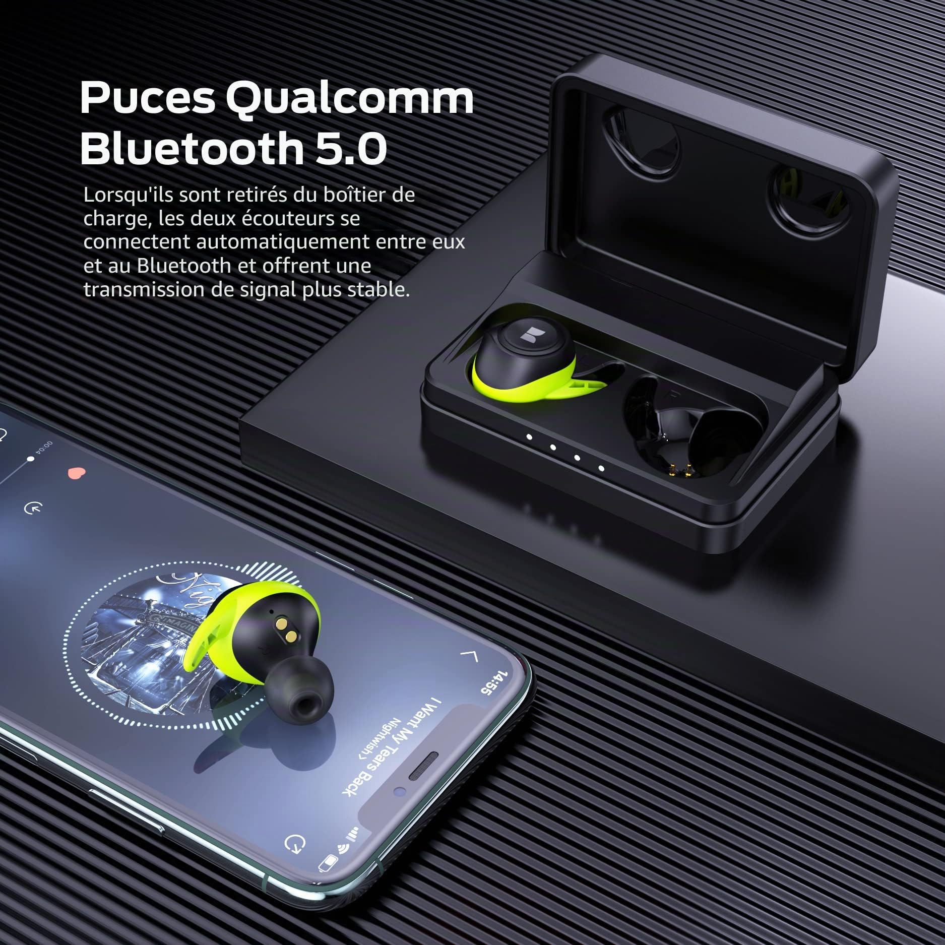 Monster - Champion Airlinks - Écouteurs sans Fil - Oreillettes Bluetooth Intra-Auriculaires - Réducteurs de Bruit - Résistent à l'eau - Batterie 2600 mAh - Jusqu'à 100 Heures d'Autonomie - Noir