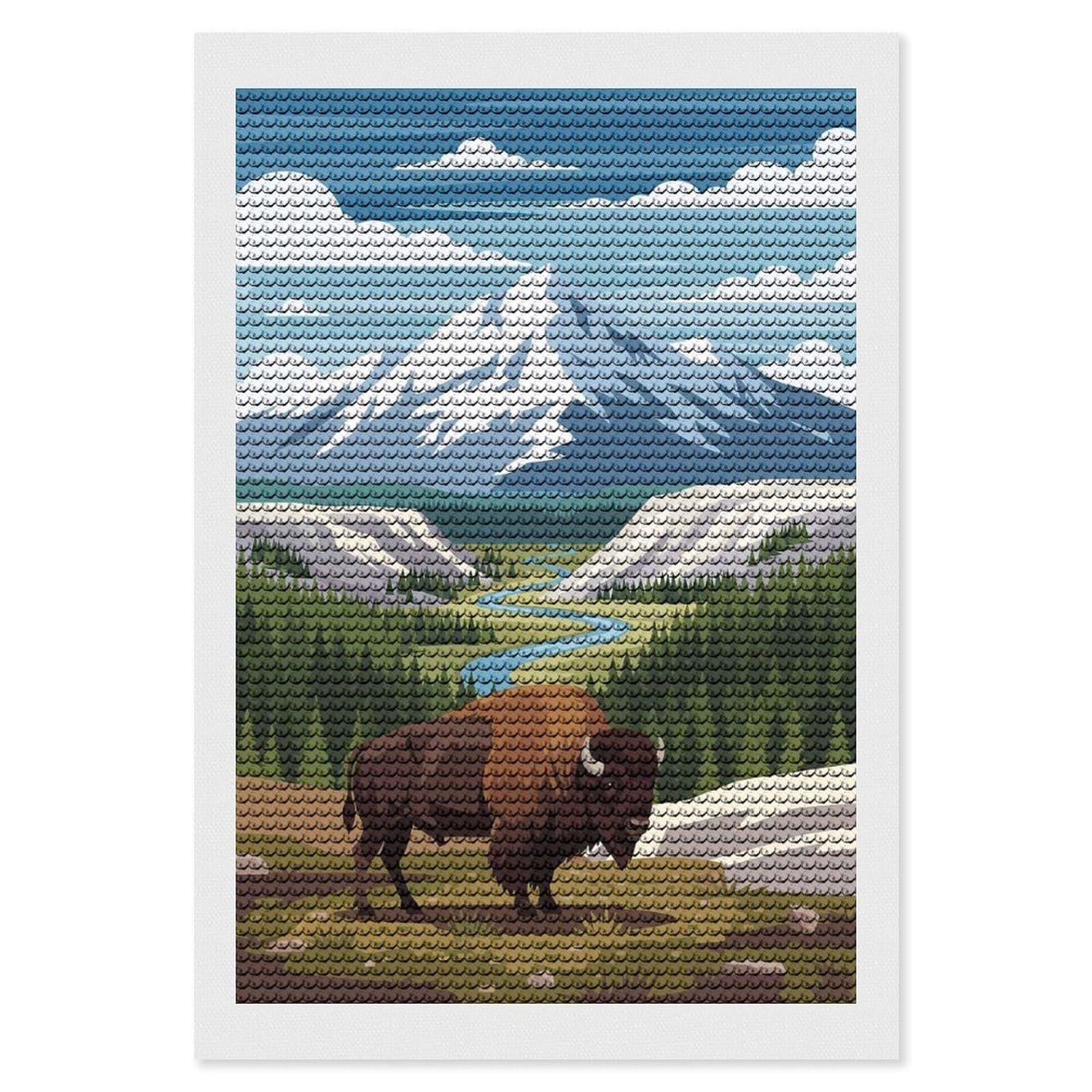 Junmoney Yellowstone National Park Full Drill Diamond Painting Kit 8"x12", Mindful Craft Activity, Bedroom Decor, for Adults, Gift Idea