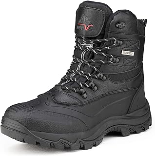 Men's Insulated Waterproof Construction Rubber Sole Winter Snow Ski Boots
