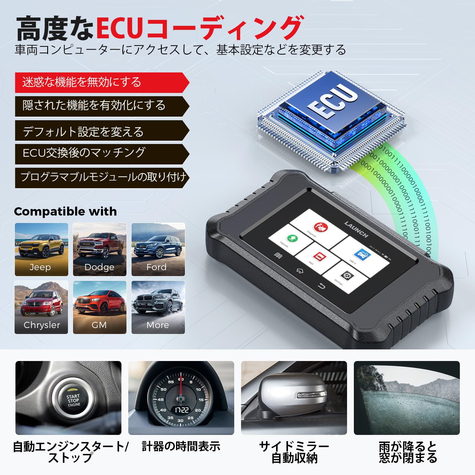 Amazon.co.jp: LAUNCH CRE FGC アメ車用 obd2 診断機 日本語 車 診断機 